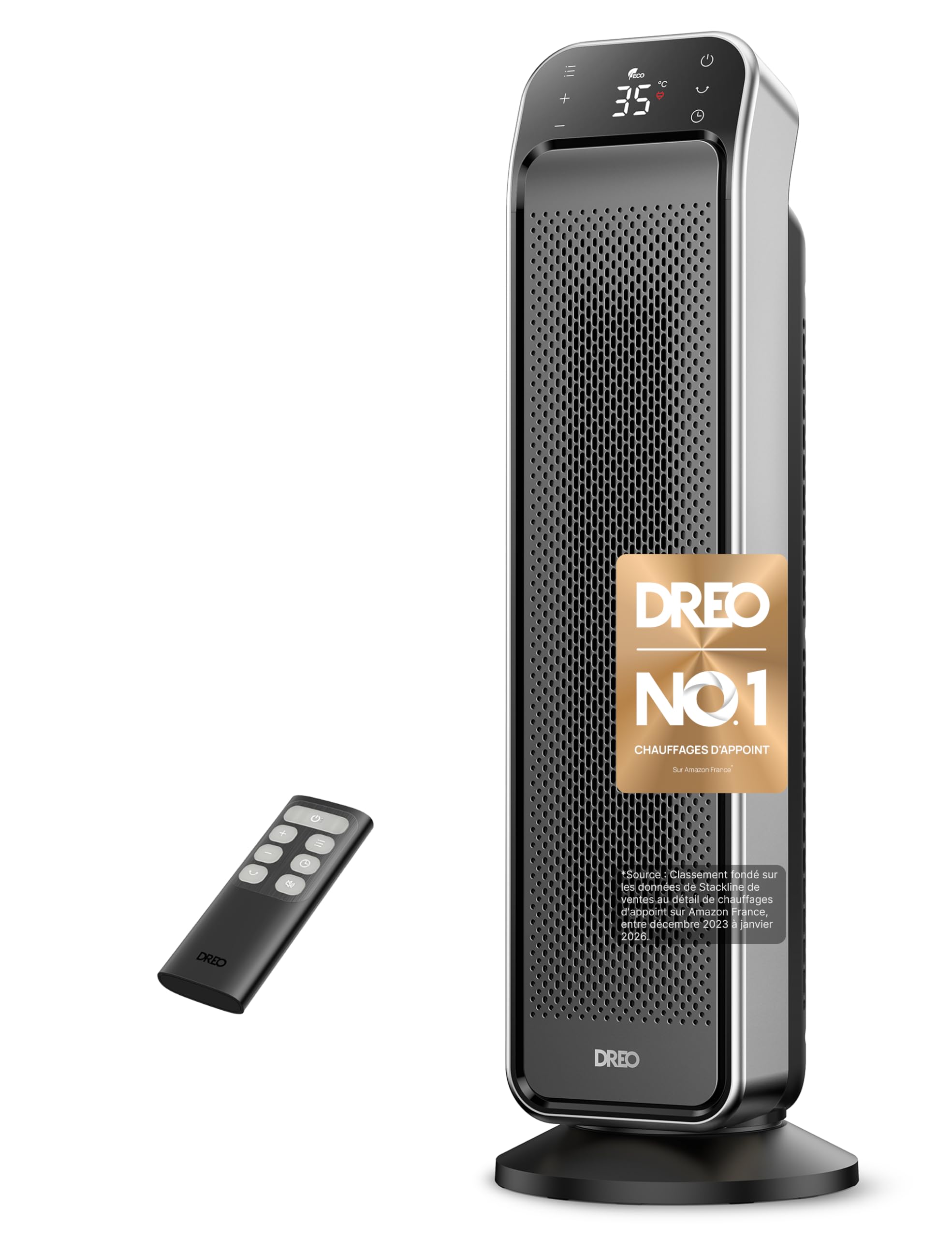 Dreo Chauffage pour intérieur, radiateur portable télécommande et thermostat, 3 mode, protection contre la surchauffe et le basculement, chauffages électriques pour une utilisation intérieure, chambre