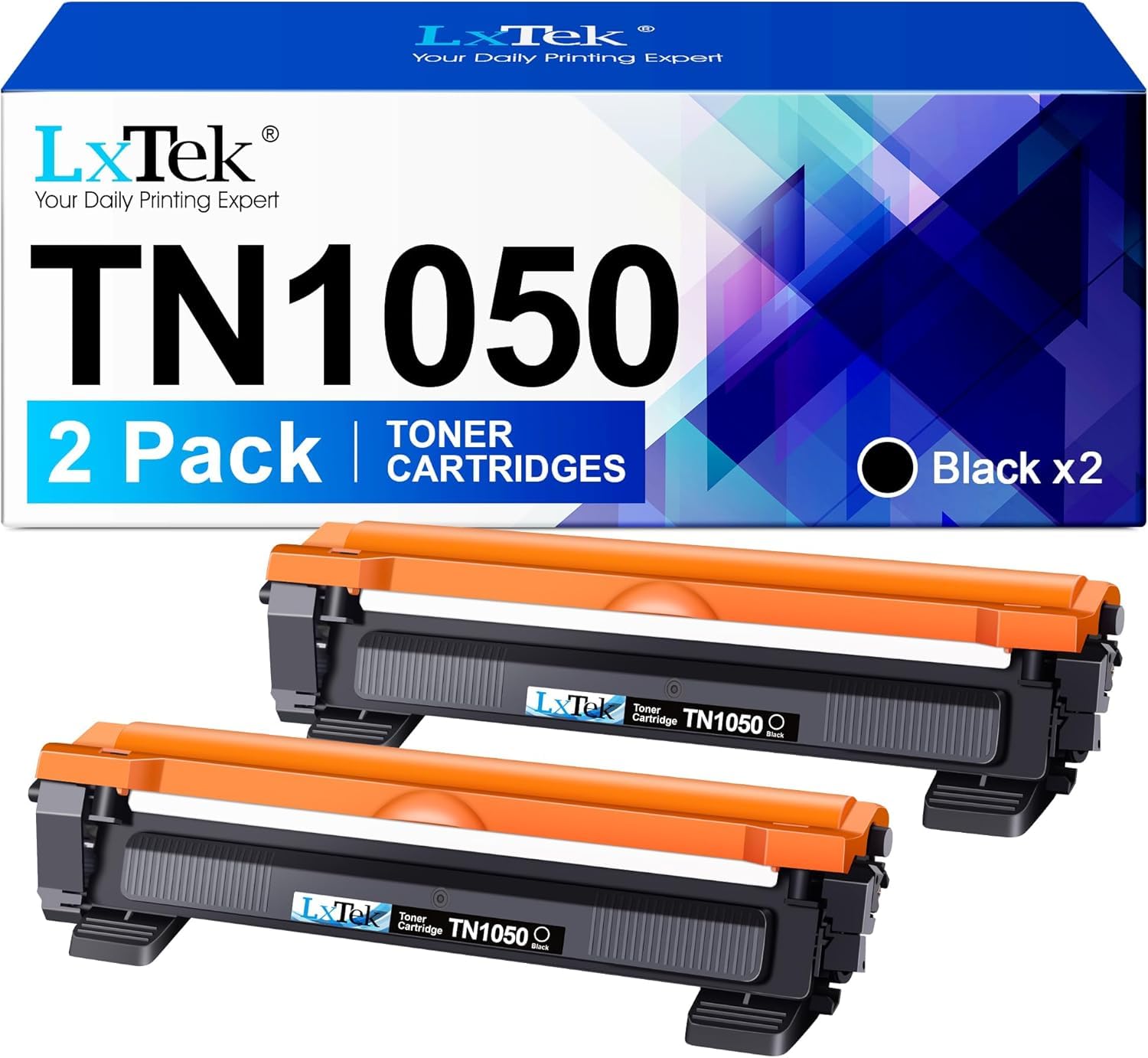 LxTek TN1050 Toner Compatible pour Brother TN-1050 pour DCP-1610W MFC-1910W | pour DCP-1610W MFC-1910W DCP-1612W HL-1210W HL-1110 HL-1112 HL-1212W DCP-1510 DCP-1512 MFC-1810 (Noir, 2-Pack)
