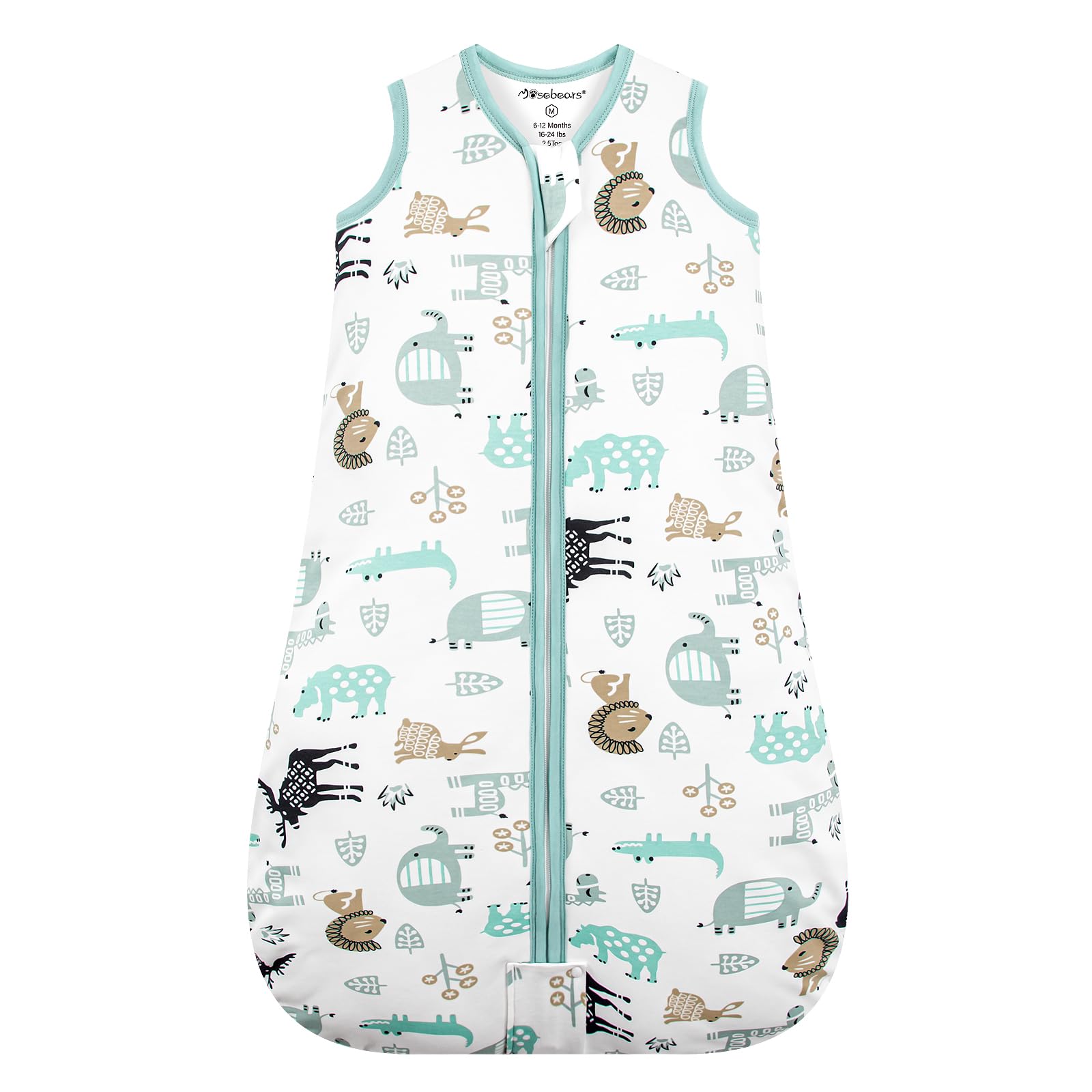 Mosebears Gigoteuse d'hiver pour bébé 2.5 tog - 100% Coton - Différentes Tailles de la Naissance à l'âge de 24 Mois(Blau-zoo,6-12 Mois)