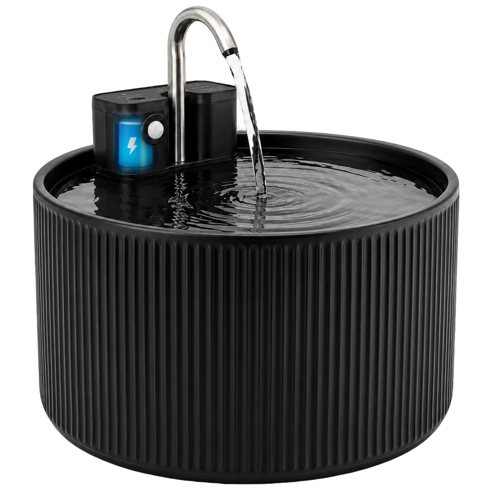 Fontaine a Eau Chat Ceramique - 2.2L Fontaine a Eau Chat sans Fil | Ultra Silencieux Distributeur D'eau Automatique pour Chats et Chiens avec Détecteur de Mouvement-Batterie 4200mAh