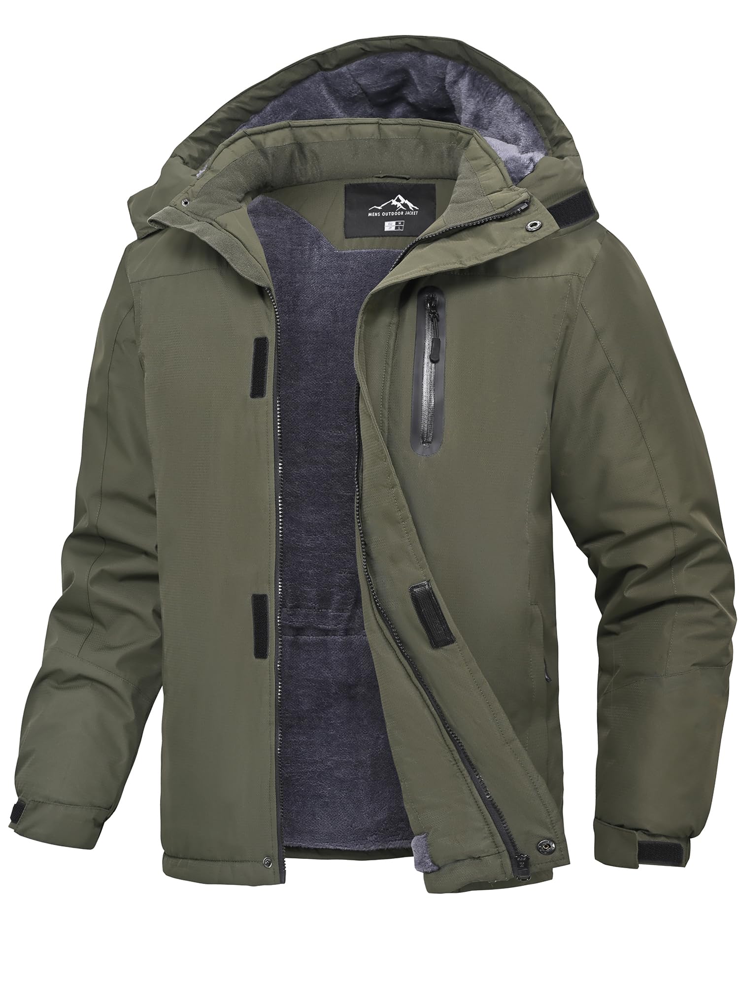 Peakwell Homme Veste D'hiver Imperméable et Coupe-Vent Blouson de Ski | Chaud & Doublé, Déperlant & Coupe-vent, Multi-poches, Capuche amovible, Taille & ourlet réglables par cordon élastique