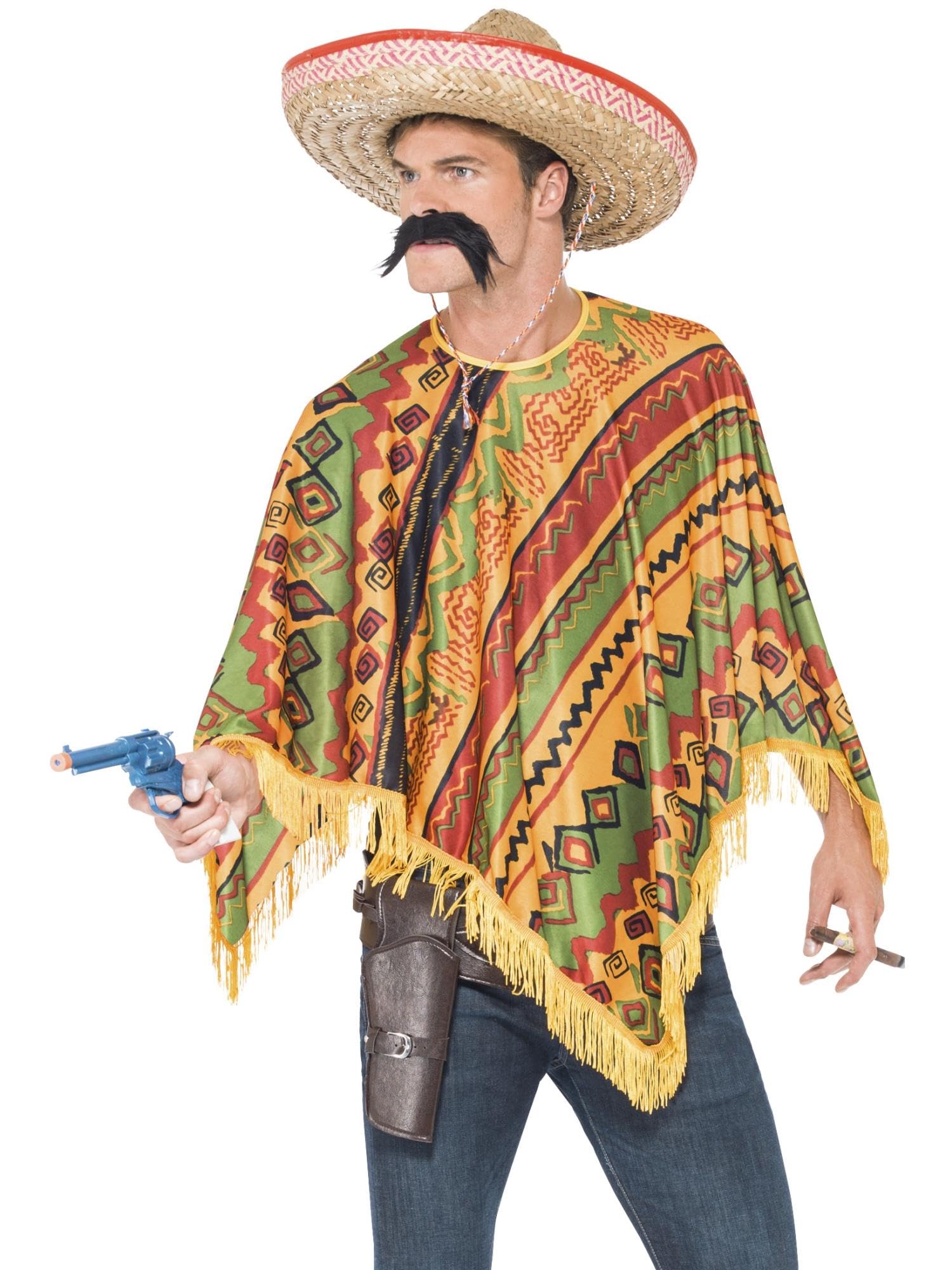 Smiffy's Poncho instantané avec moustache pour homme