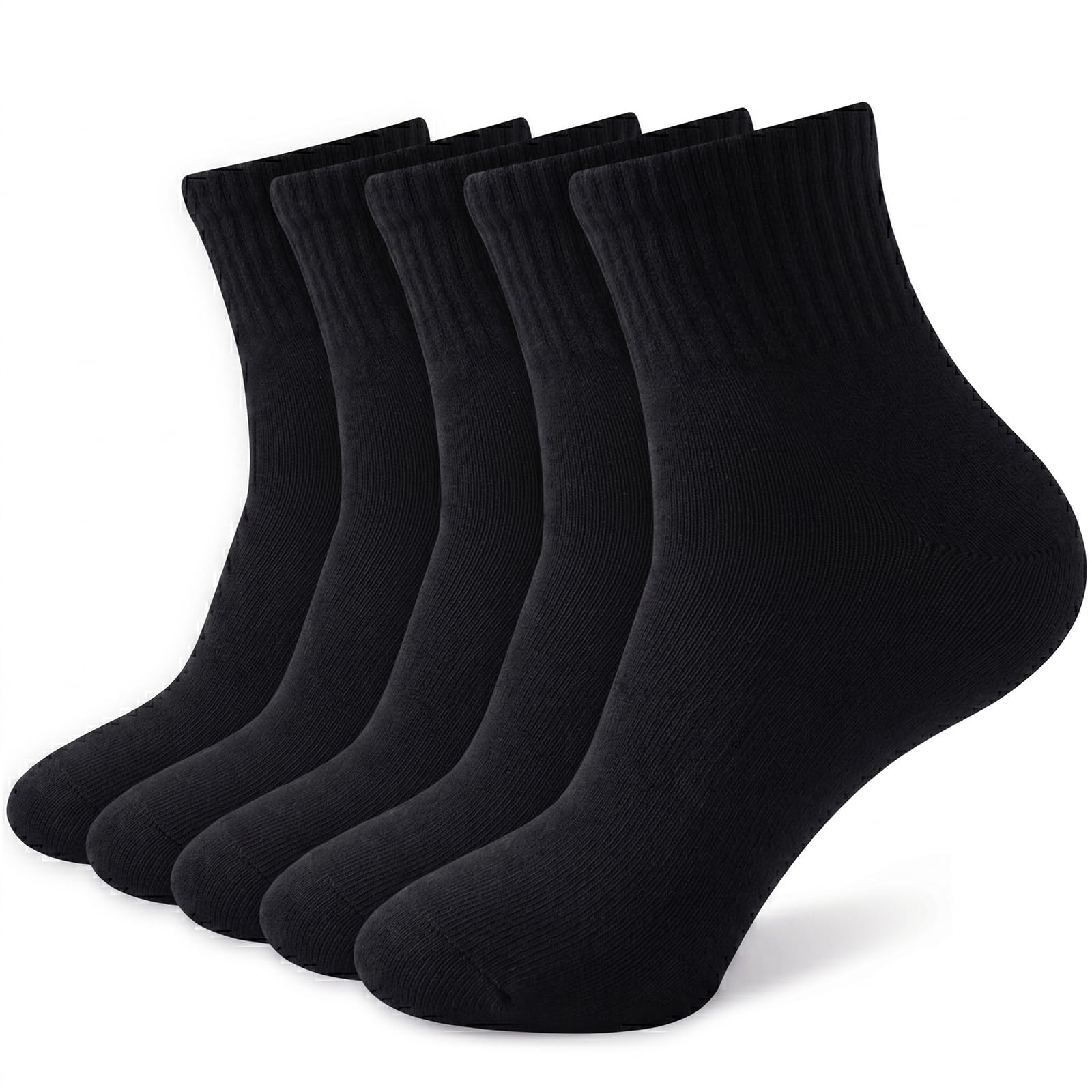 Wamicu Chaussettes de Sport Quarter Homme, 5 Paires Chaussettes de Coton | Respirant, Chaussettes Basses de Sport, Running Travail et Tennis Loisirs