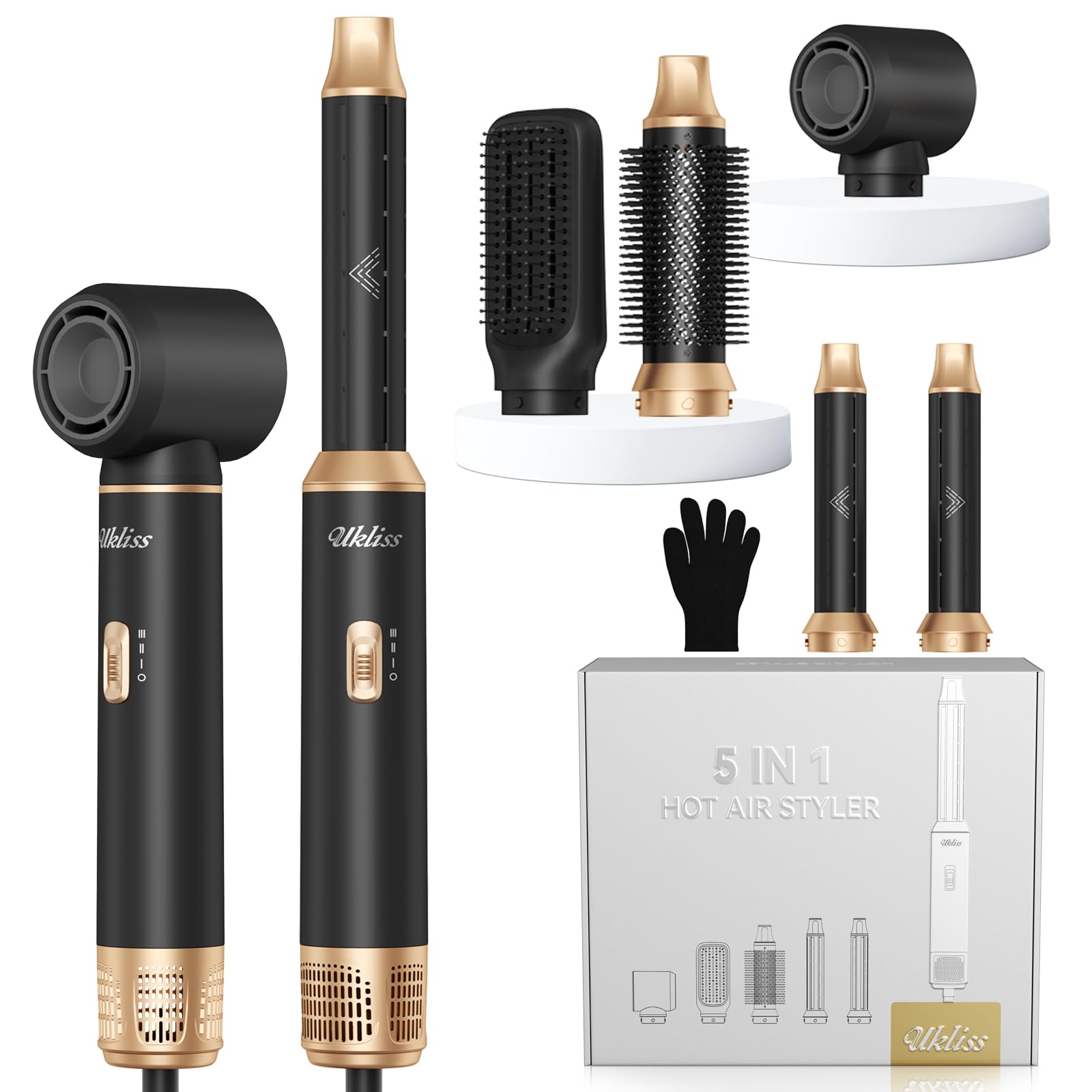 Seche Cheveux 5 en 1, Air Styler Multifonction, Boucleur a Cheveux d'air | Hair Styler 1000w,Hair Dryer Brush pour Boucler, Lisser, Donner du Volume et Sécher les Cheveux,Rose