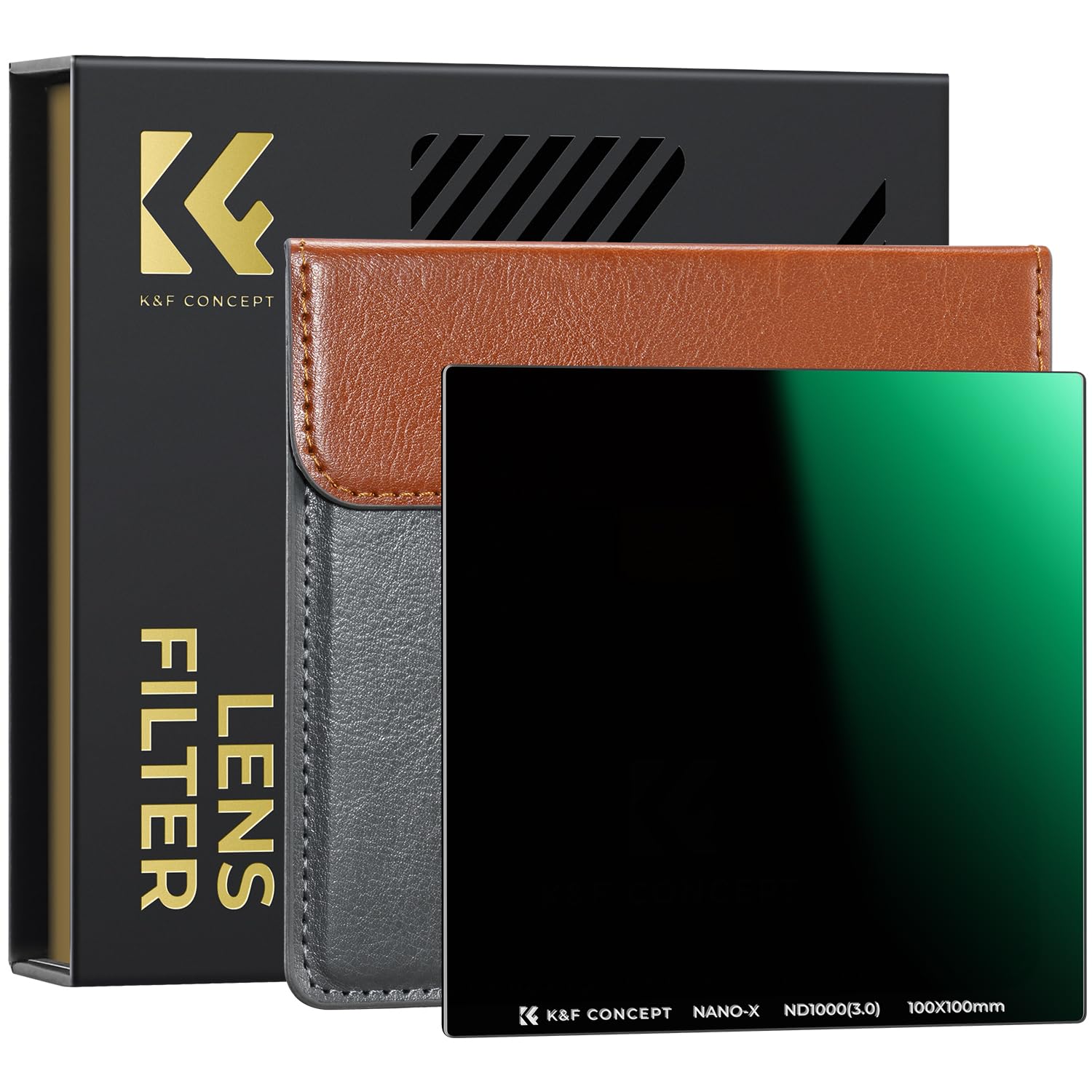 K&F CONCEPT Filtre Carré ND1000 100x100mm 10-Stop | HD,Nano-revêtement de 28 Couches,Étanche,Verre optique,Résistant à l’huile et aux rayure,Cadre CNC Antidérapant,FH701
