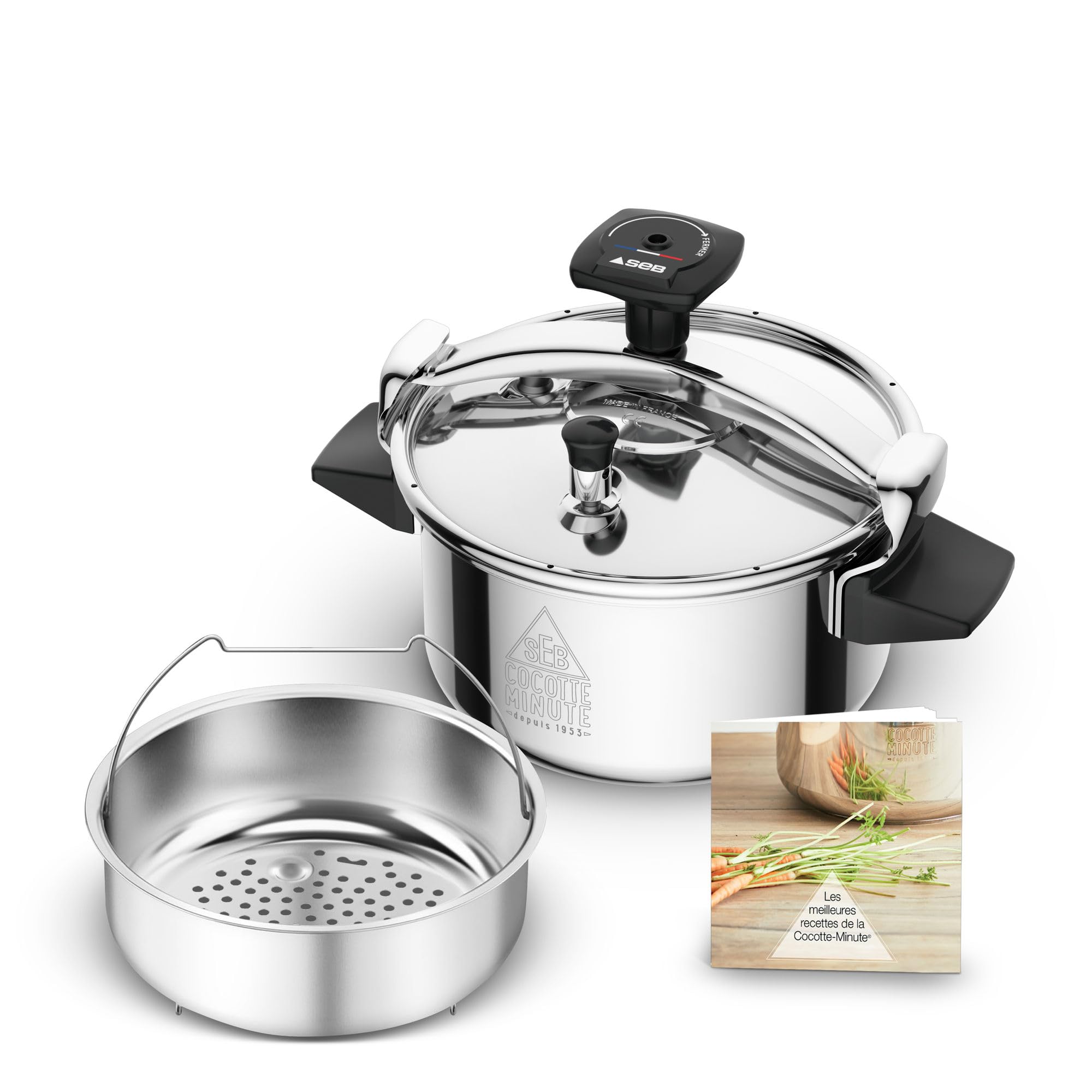 SEB - Cocotte-minute Authentique Eco 4 - Cuiseur vapeur - 5 L | Cuiseur vapeur pour 1 à 4 personnes - Préserve les nutriments - Cuisson rapide - Acier inoxydable - Fabrication française