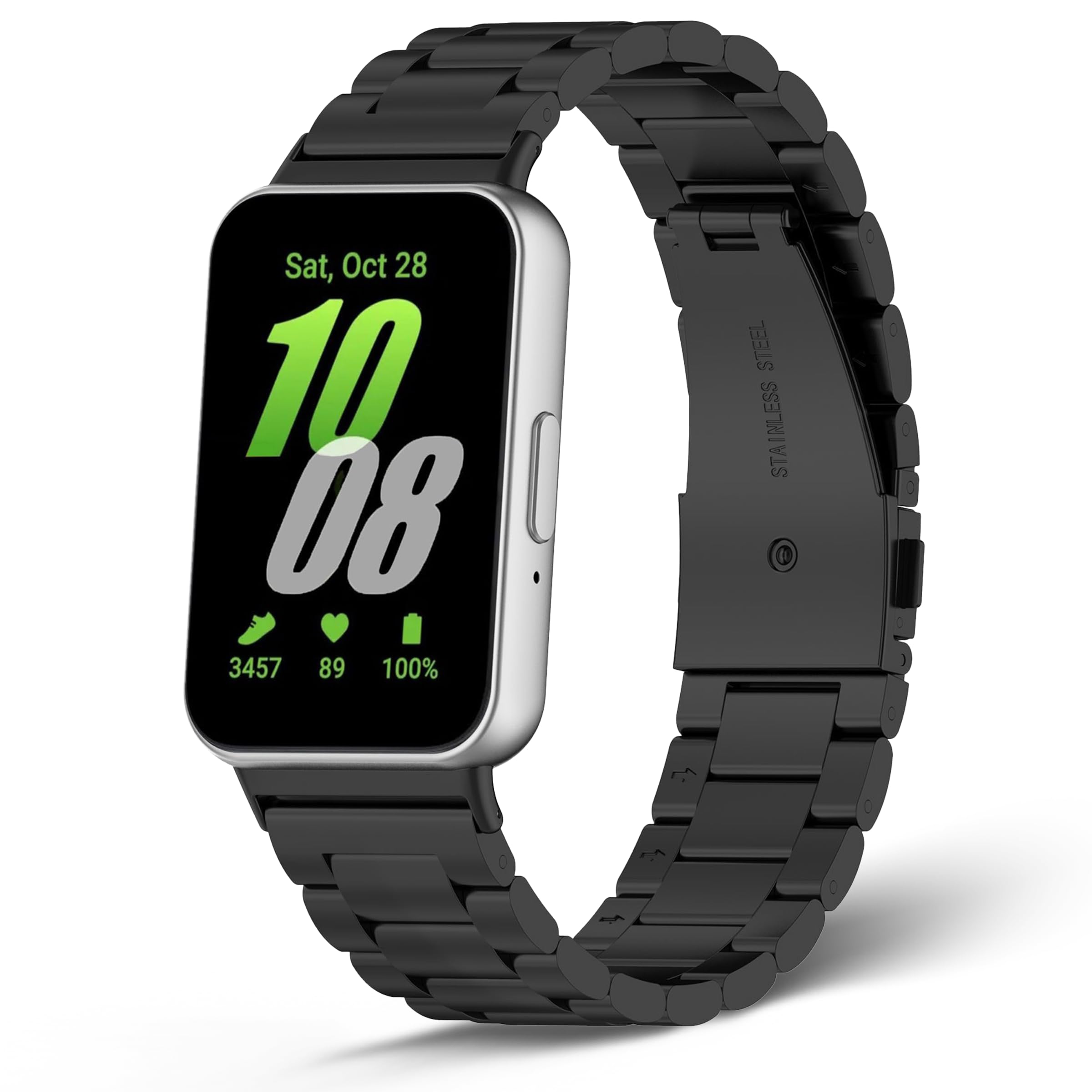 SeGinn Metall Armband Kompatibel mit Samsung Galaxy Fit 3 | Uhrenarmbänder mit Faltschließe für Damen Herren, Verstellbare Edelstahl Ersatz Ersatzarmbänder für Samsung Galaxy Fit 3