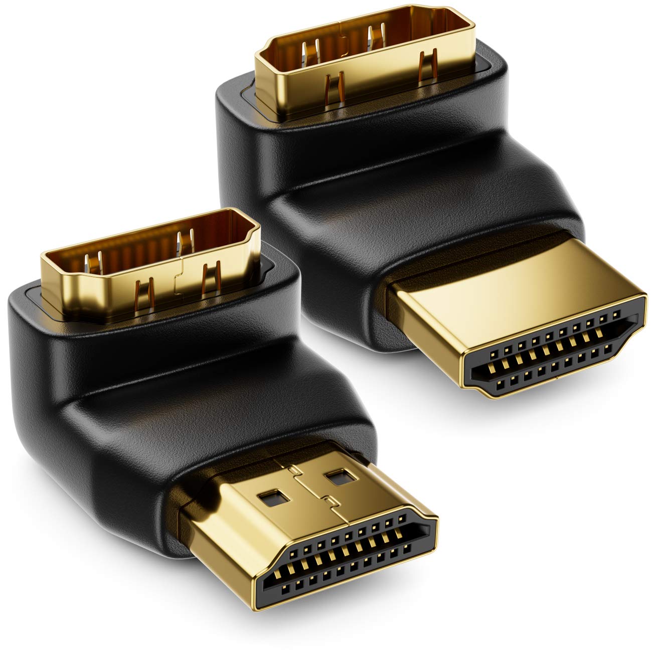 deleyCON HDMI Adaptateur d'angle 90° & 270° en Kit - 1x 90° + 1x 270° - HDMI Type A Femelle et Mâle - 4K Ultra HD UHD 3D Full HD 1080p HDR Arc Haute Vitesse avec Ethernet