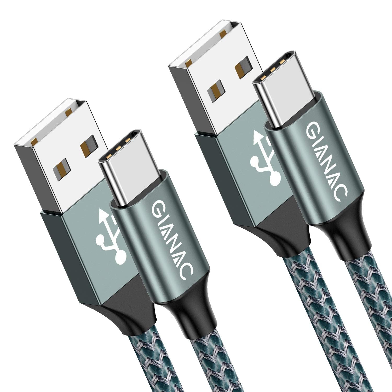 GIANAC Câble USB C Charge Rapide 3.1A 2M/Lot de 2 Câble USB vers USB C | Nylon Tressé Cable Chargeur Type C pour iPhone 17 16 15 Pro,Samsung Galaxy S26 S25 S24 S23,Redmi Note