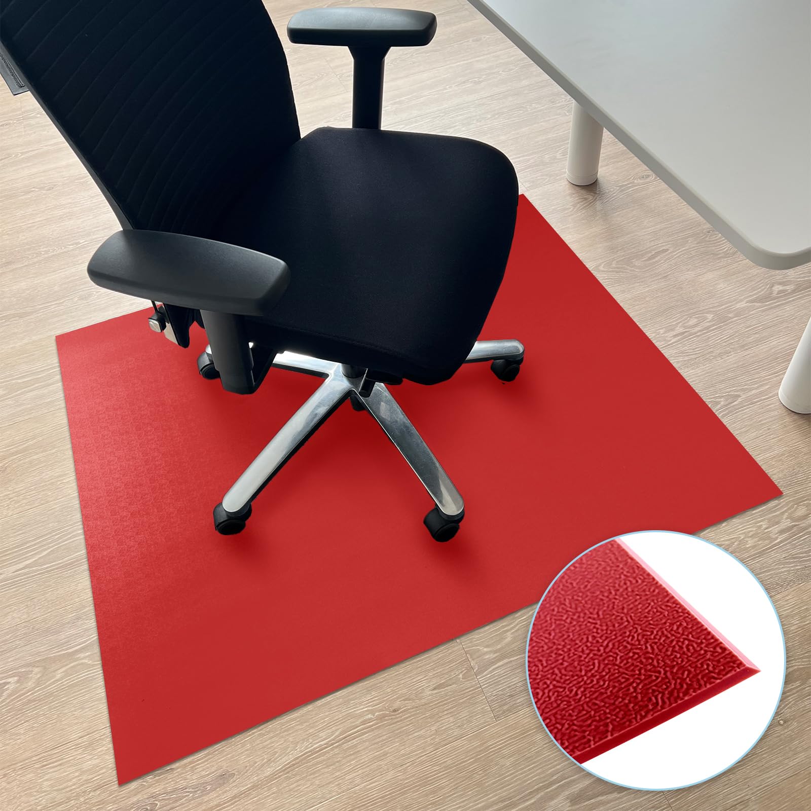 Floordirekt Tapis de Protection 90 x 150 cm - Rouge - Bord Biseauté - PVC Pour Chaise de Bureau - Pour Stratifié, Parquet, Sols Durs