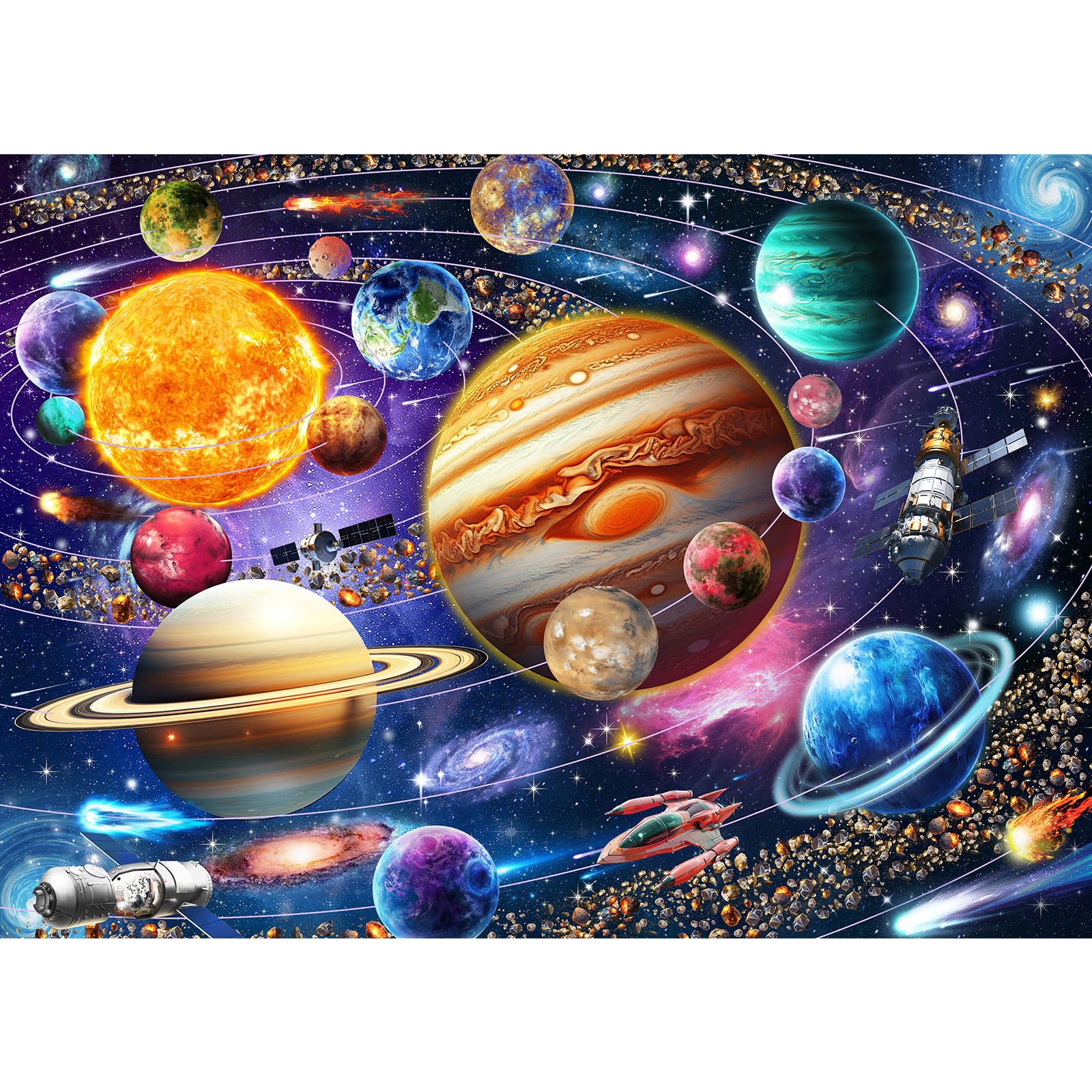 HUADADA Puzzle 1000 Pieces Adultes Puzzle Adulte 1000 Pièces Jeu D'Intelligence De l'art De La Décoration Moderne Jeu Cadeau Unique, Puzzles 1000 Pièces, Système Solaire