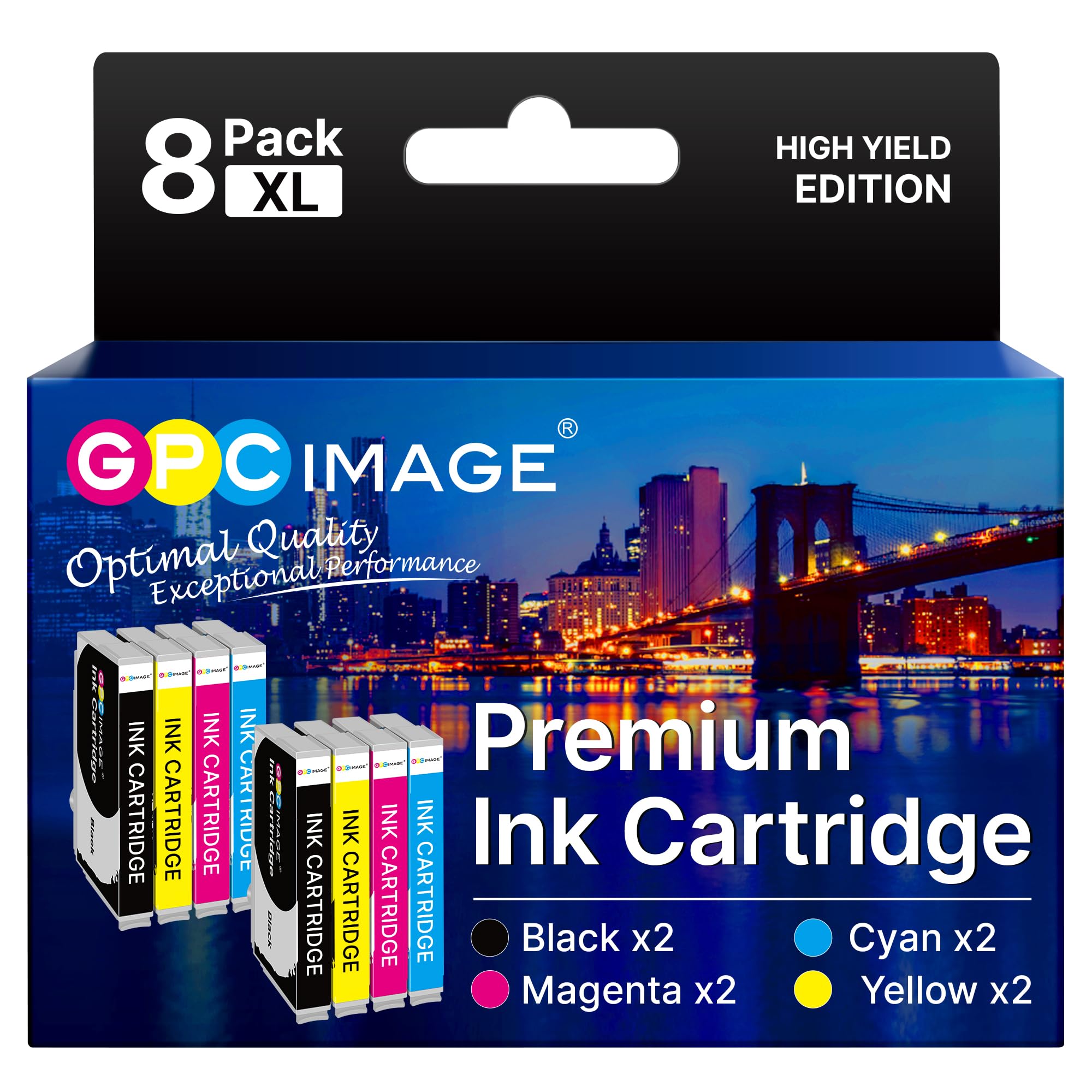 GPC Image Compatibles pour 604XL Cartouche Compatible pour XP-2200 XP-2205 | Pour Epson Expression Home XP-2200 XP-2205 XP-3200 XP-3205 XP-4200 XP-4205 WF-2910 (8 Packs)