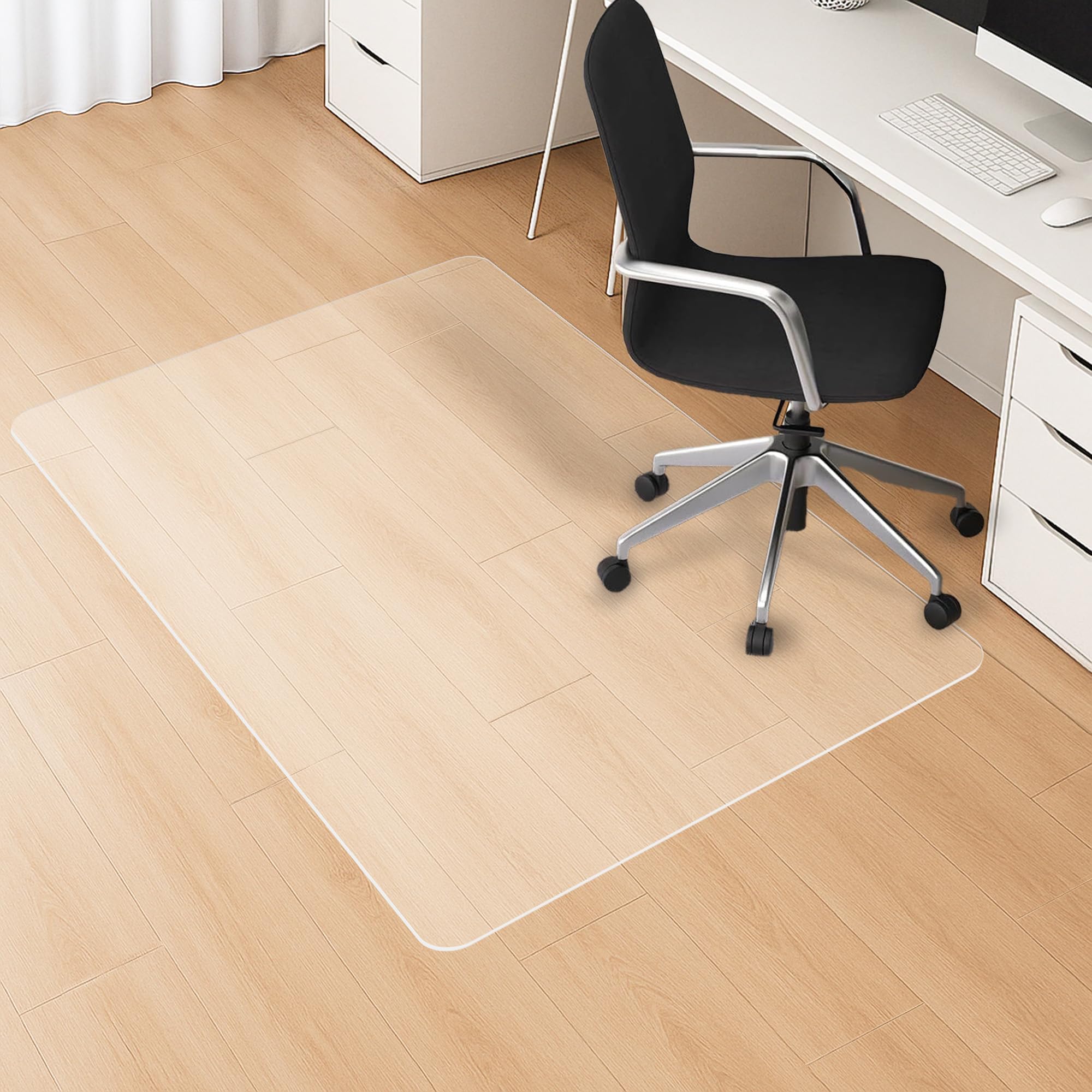 HOMEK Tapis Chaise de Bureau, 115x150cm Grand Tapis Transparent en PVC | Antidérapant Tapis Protection Sol pour Chaise de Bureau pour Sols Durs, Protection de Plancher pour Bureau à Domicile