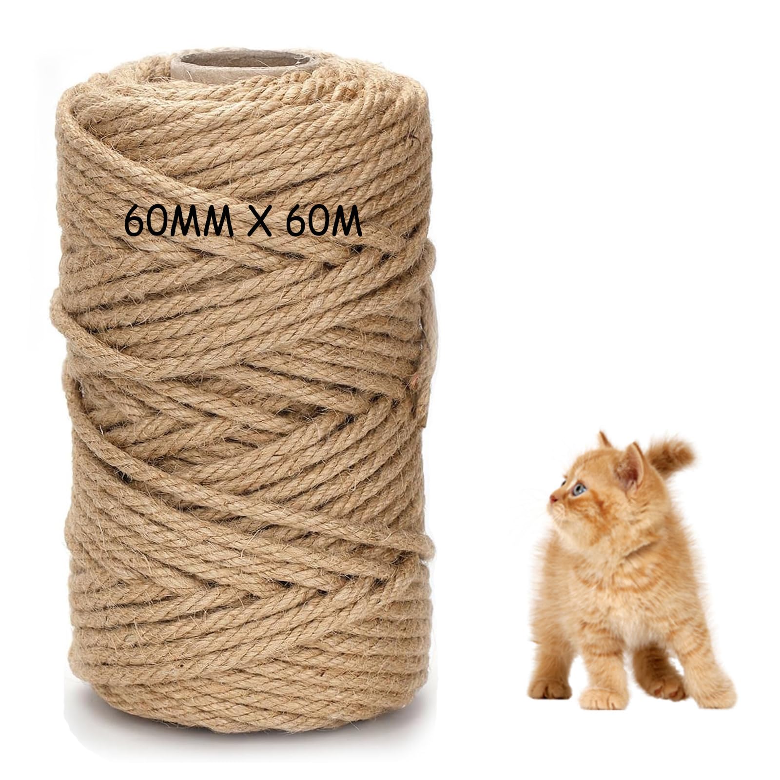 DXRPO Corde Arbre à Chat de 60 m Naturel pour 6 mm - Accessoire pour Poteau de Rechange Arbre à Chat, Maison, Jardin, Bricolage, Décoration
