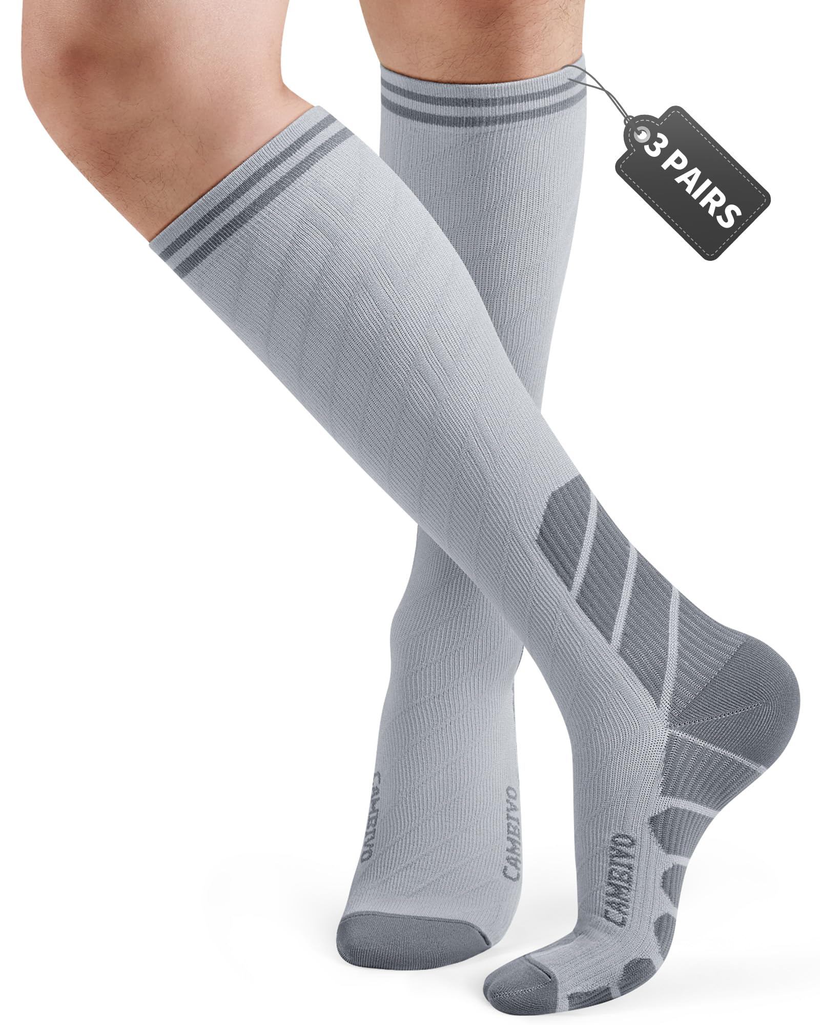CAMBIVO Bas de Contention Femme Homme 3Paires, Chaussettes de Compression 20-30mmHg, Chaussette Contention Classe 2, pour Circulation Sanguine, Course a Pied, Voyage Avion, Sport, Running, Infirmiere