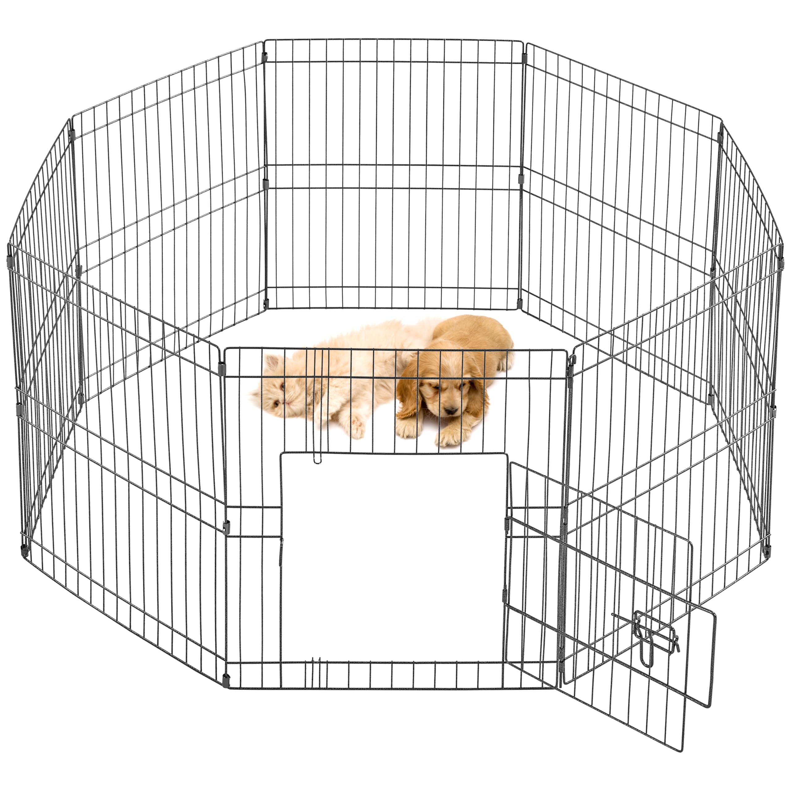 Yaheetech Parc pour Chien 8 Panneaux Enclos Pliable Clôture 61 x 52cm Noir | Clôture modulables pour chien, chiots, lapins, canards Cage pour Chien Barriere chien intérieur/extérieur sans montage