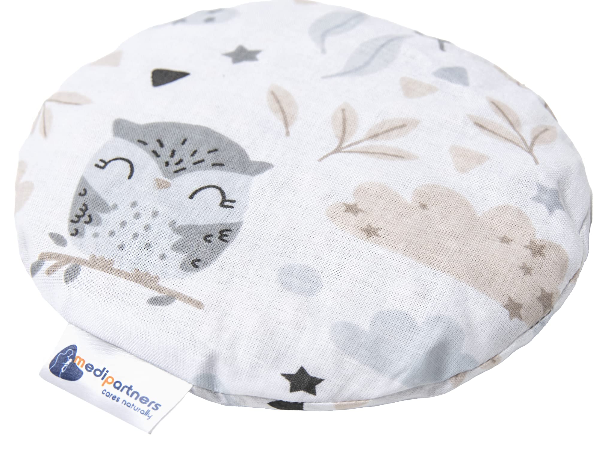 Medi Partners Coussin chauffant en noyaux de cerises pour bébé 180 g rond 15 cm 100% coton naturel chaleur + thérapie par le froid (Glade)