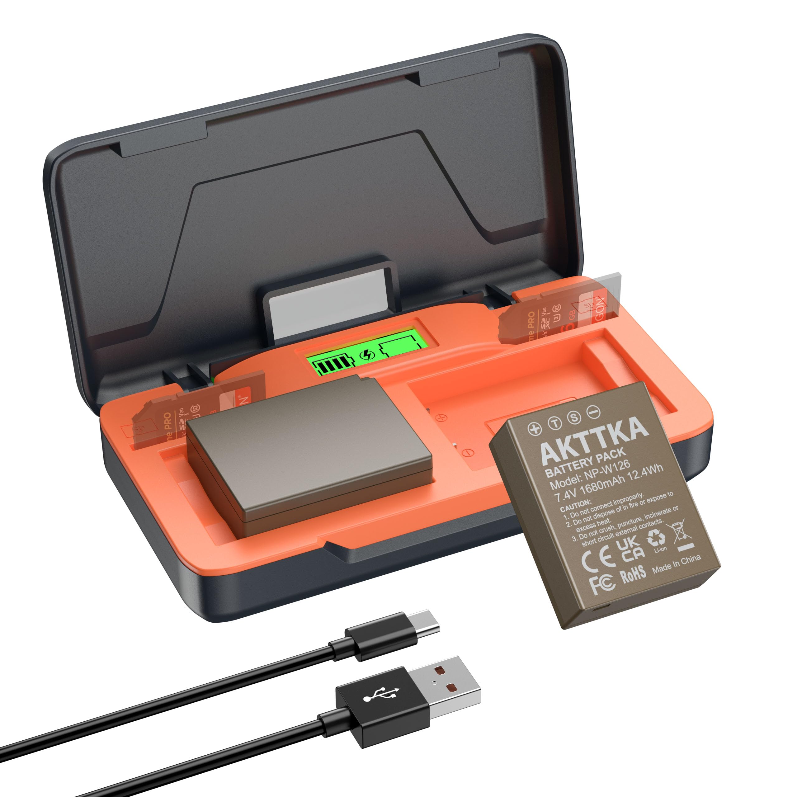 AKTTKA Concept NP-W126S Batterie et Chargeur Double pour Compatibles avec Les Appareils Photo Fuji X100VI,X-T3, X-T2, X-T1, X-Pro2 Black