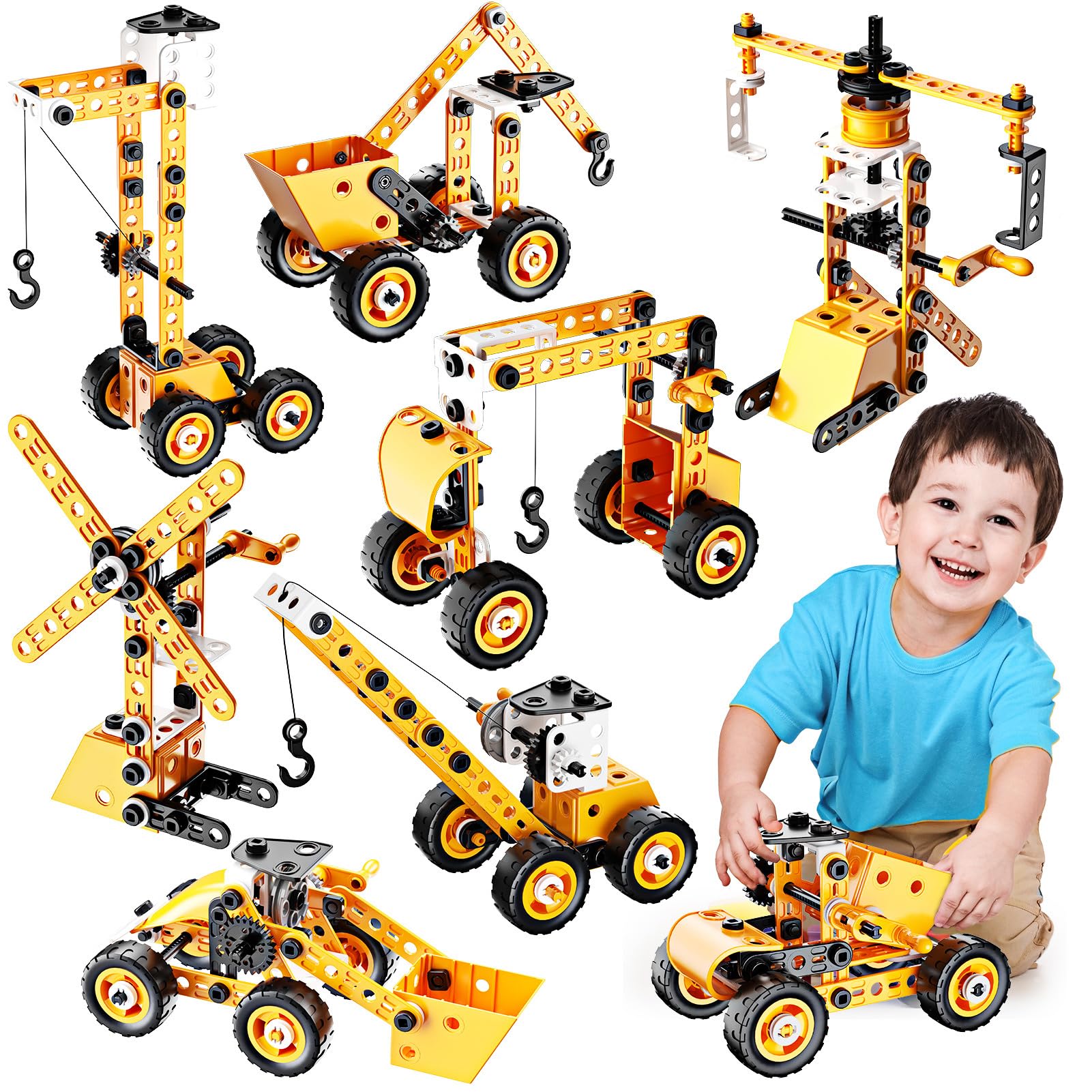 iKidiki Jouet Enfant 5 6 7 8 9 10 Ans Garcon, Jeu de Construction Camion Enfant Cadeau Garcons 5 6 7 8 9 10 Ans Jouet Garcons 5-12 Ans Voiture Enfant Jeux Construction 4 5 6 7 8 9 10 Anniversaire