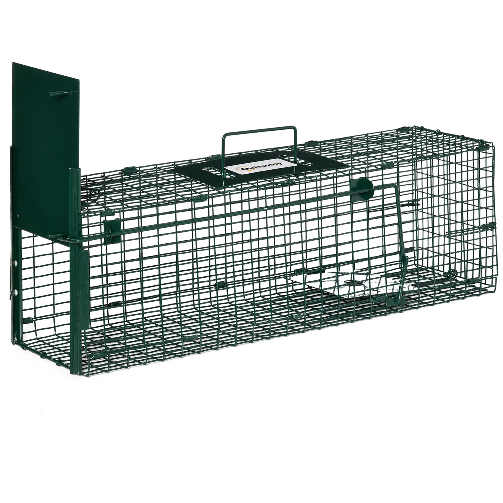 Outsunny Piège de Capture Vivant 60L x 18l x 20H cm Vert Foncé | Piège d'Animaux en Acier, 1 Entrée, pour les Rats et les Souris
