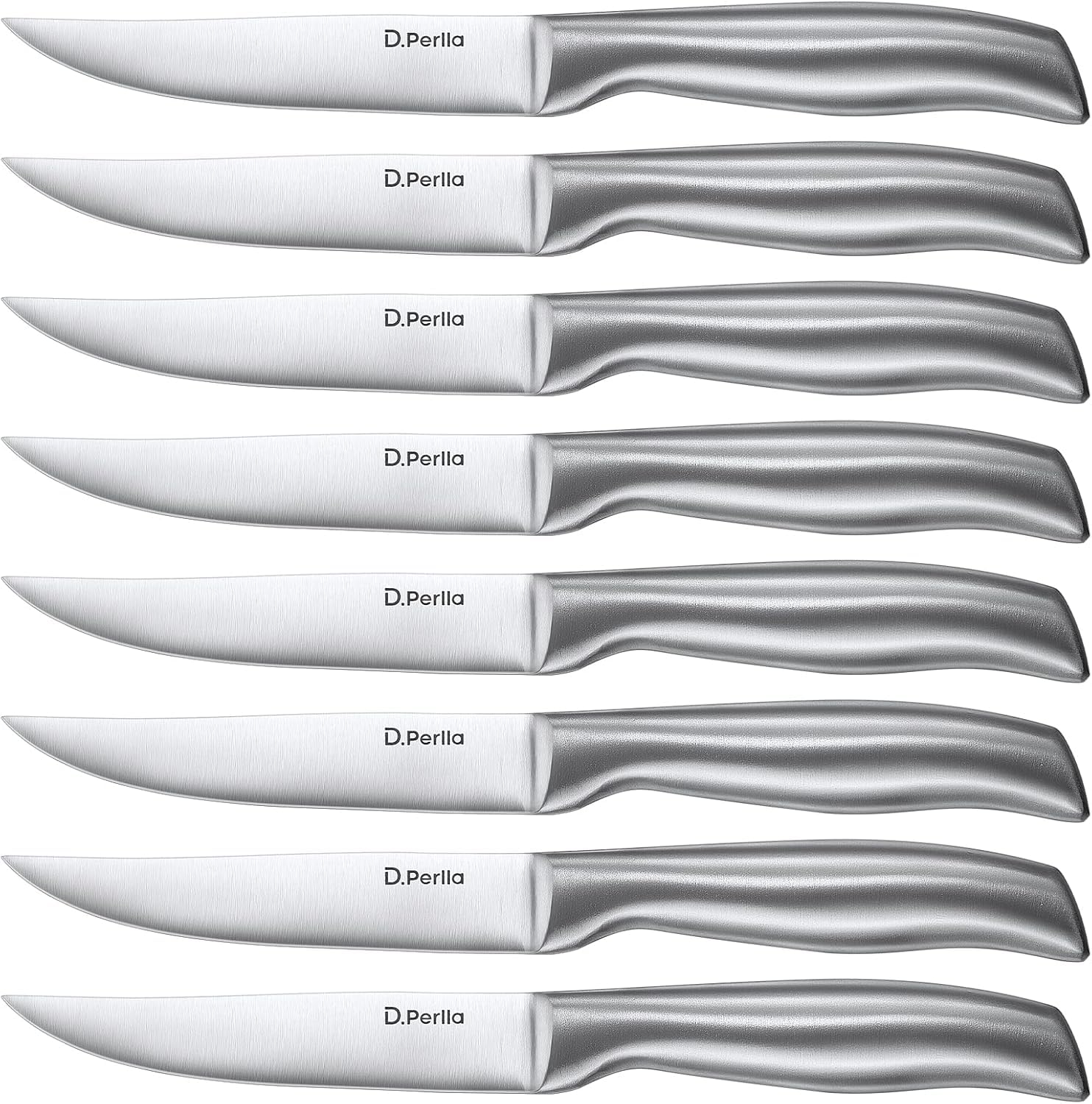 D.Perlla Couteau à Steak, Ensemble de Couteaux à Steak à Lame Droite Extra Tranchante, Couteau à Steak Professionnel à Bord Droit Pour la Table de Cuisine, 23.1 CM