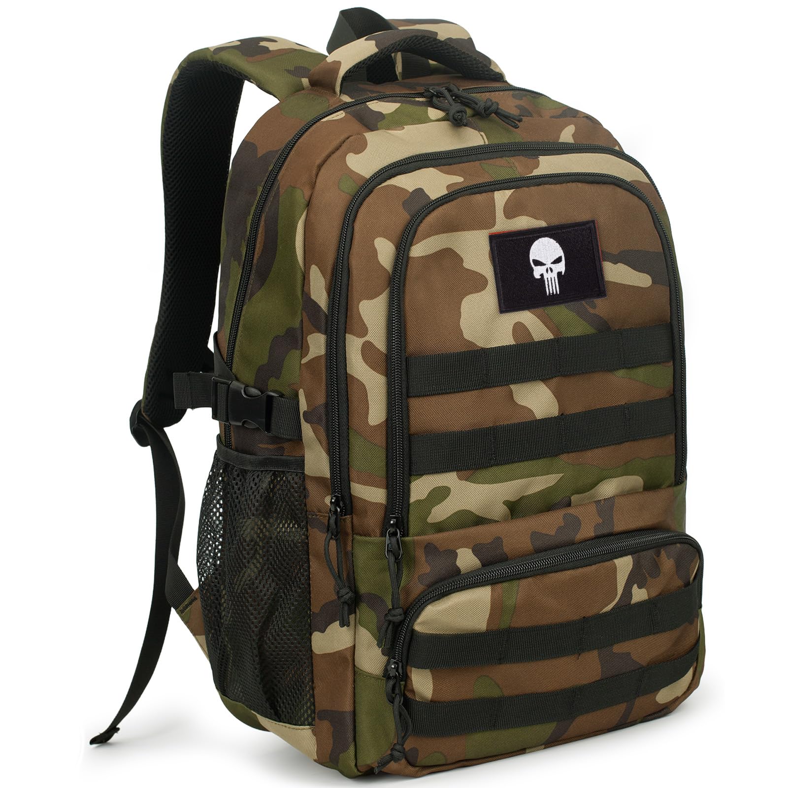 Sac à dos tactique camouflage 30L pour garçons, sac d'école militaire 900D | Sac à dos scolaire camouflage robuste à 4 compartiments pour garçons, compagnon quotidien pour l'école et les activités de