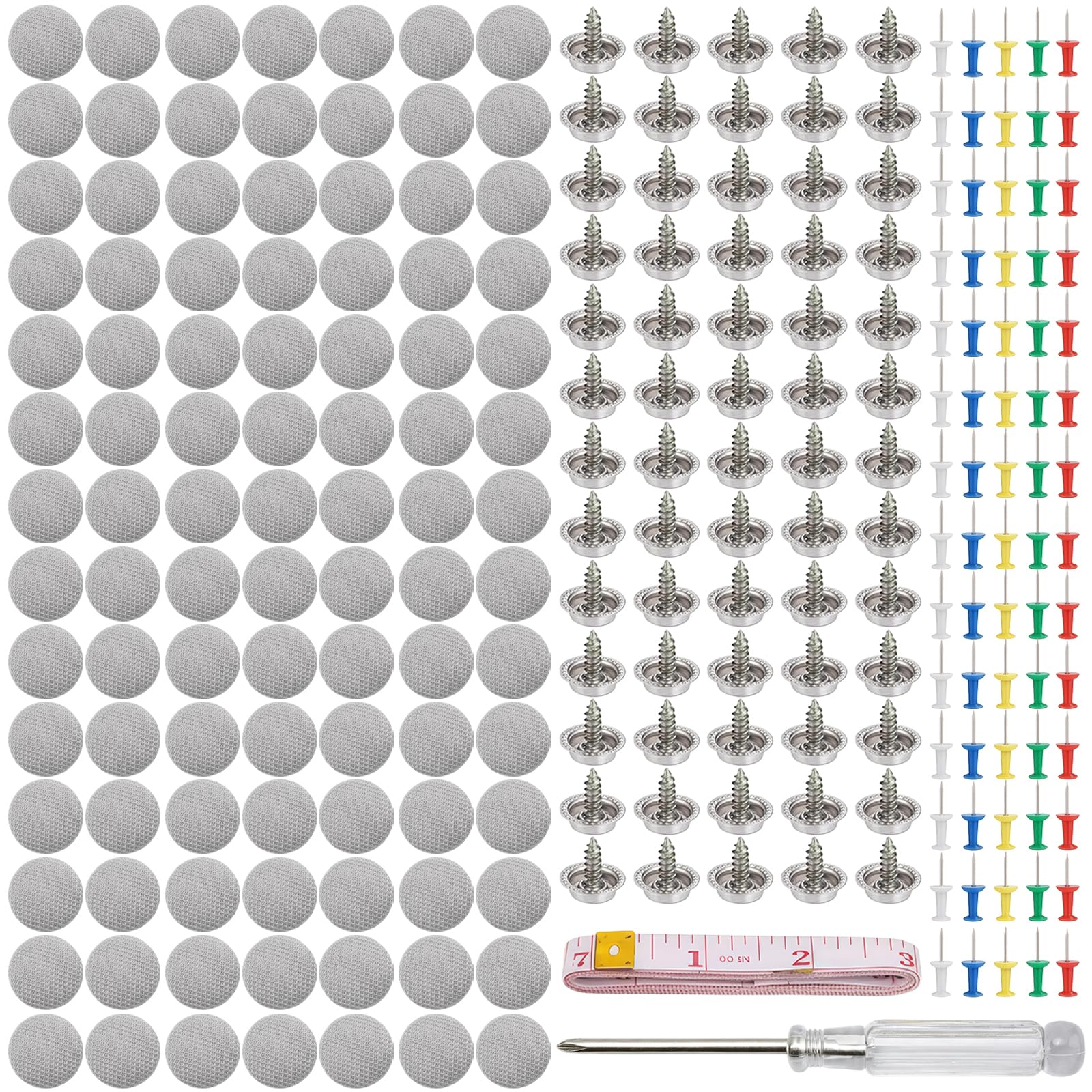 Flintronic 100Pcs Rivets de Réparation pour Toit de Voiture, Punaise Ciel de Toit Voiture Universels, Base Renforcée, avec 100 Goupilles de Positionnement pour Bouton, 1 Ruban à Mesurer et 1 Tournevis