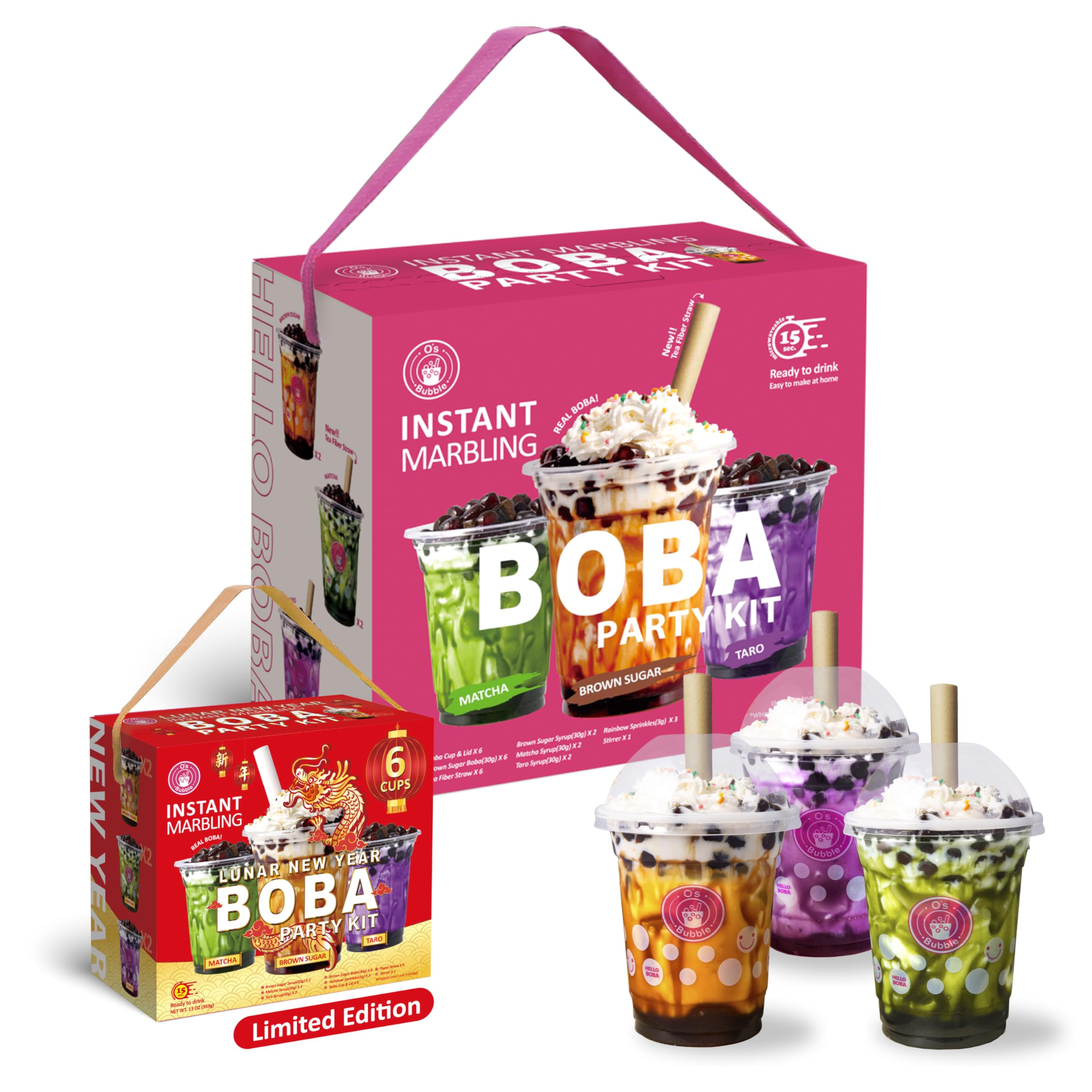 O's Bubble Kit de fête Boba Instant Marbling (Ambient) - 6 portions