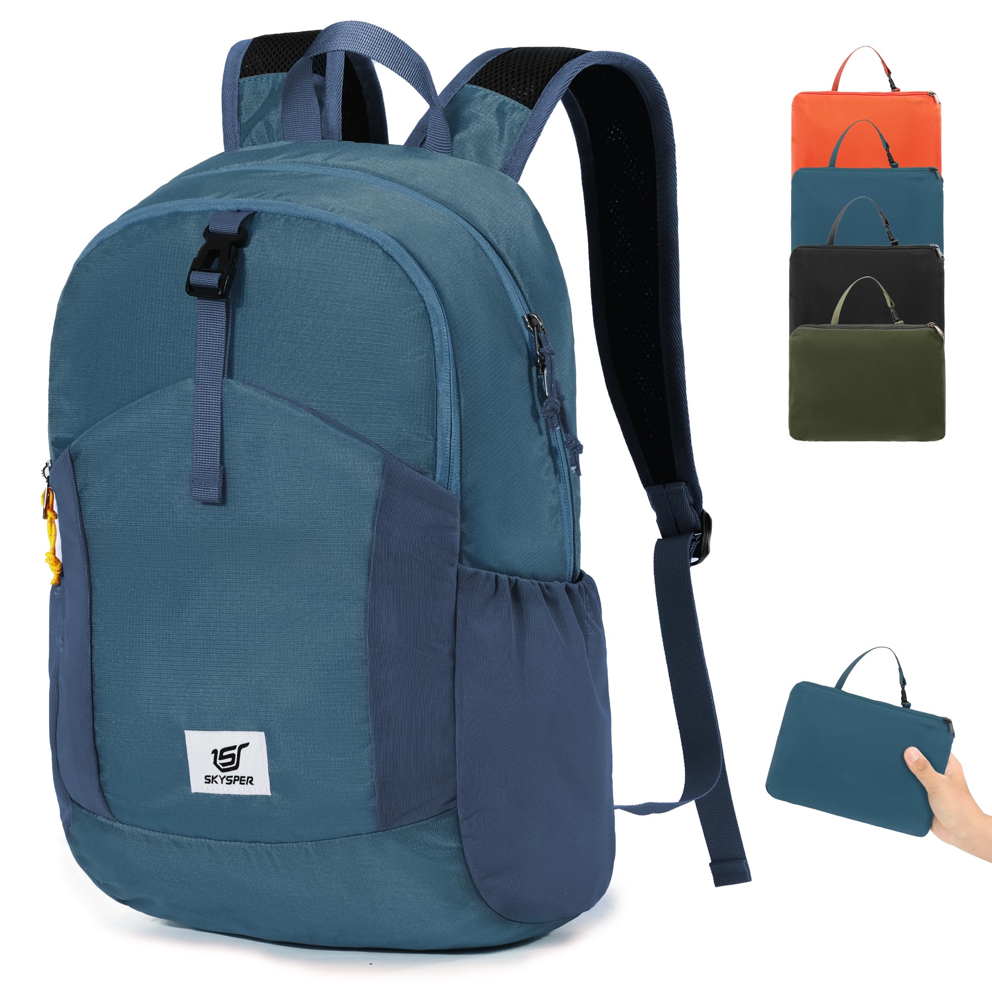 SKYSPER Sac à dos Pliable Antivol avec Protection RFID, 20L Sac à dos de Randonnée Petit Sac à dos pour Homme Femme Voyages Trekking Sport
