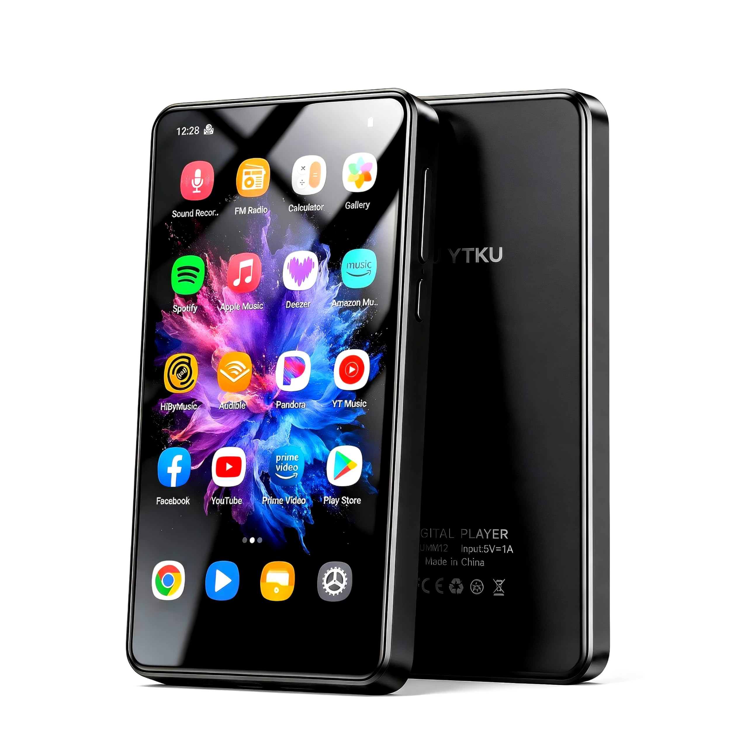 Lecteur MP3 de 5 Pouces équipé du système d'exploitation Android 13, Lecteur MP4 de 16 Go avec Bluetooth et Wi-FI, Lecteur de Musique Compatible avec Spotify et Le Play Store