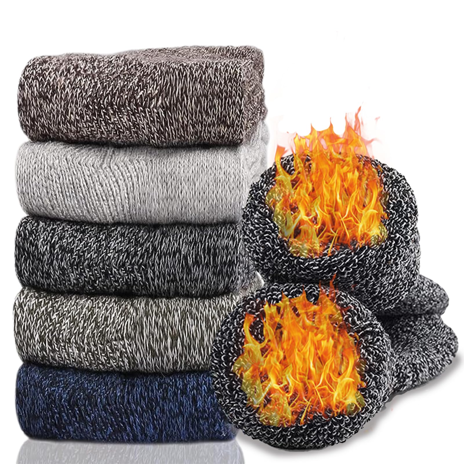 Hocerlu Chaussettes Thermiques Homme Femme, Chaudes Hiver 5 Paires | Épaisses Et Douces, Taille 35-42, Conçues Pour Le Temps Froid, Le Travail, La Maison Et Les Activités Quotidiennes