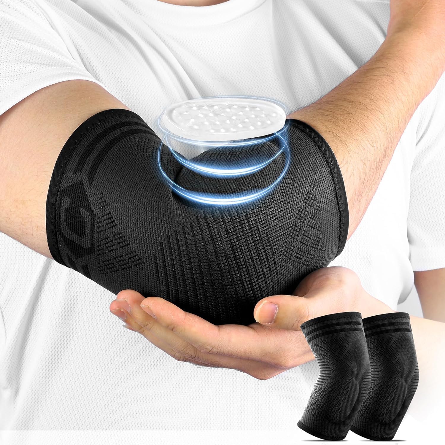 CAMBIVO Coudiere Tendinite Ajustable 2 Pack, Coudiere Epicondylite avec Rembourrage en Gel, Manchon de Compression Bras Attelle Coude Hommes Femmes pour Soulage la Douleur, Tennis, Golf, Sport