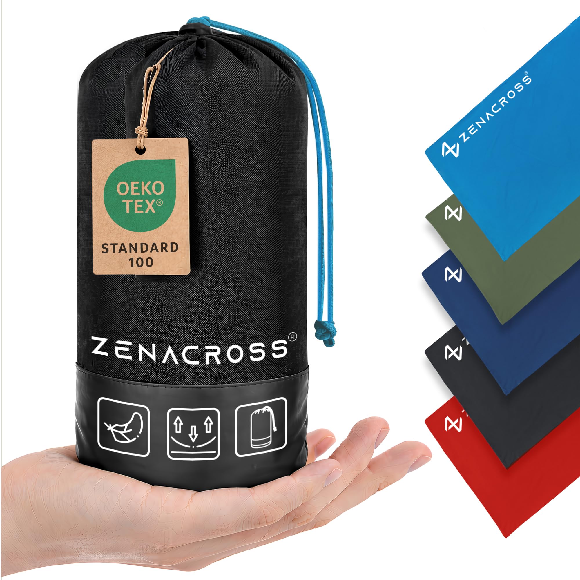 ZENACROSS Drap de Sac de Couchage Adulte Compact Et Leger pour Voyage - Sac de Couchage Ete Microfibre, Compartiment Oreiller - Ultra Leger
