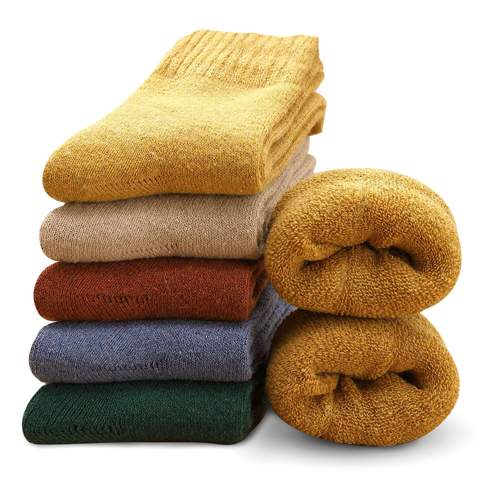 MOSOTECH Chaussettes Chaudes Femme Hiver, Thermiques Chaussettes/lot de 5 | Épaisses et Douces, Couleur Vive, Le Cadeau de Noël pour Femme, EU Taille 35-42