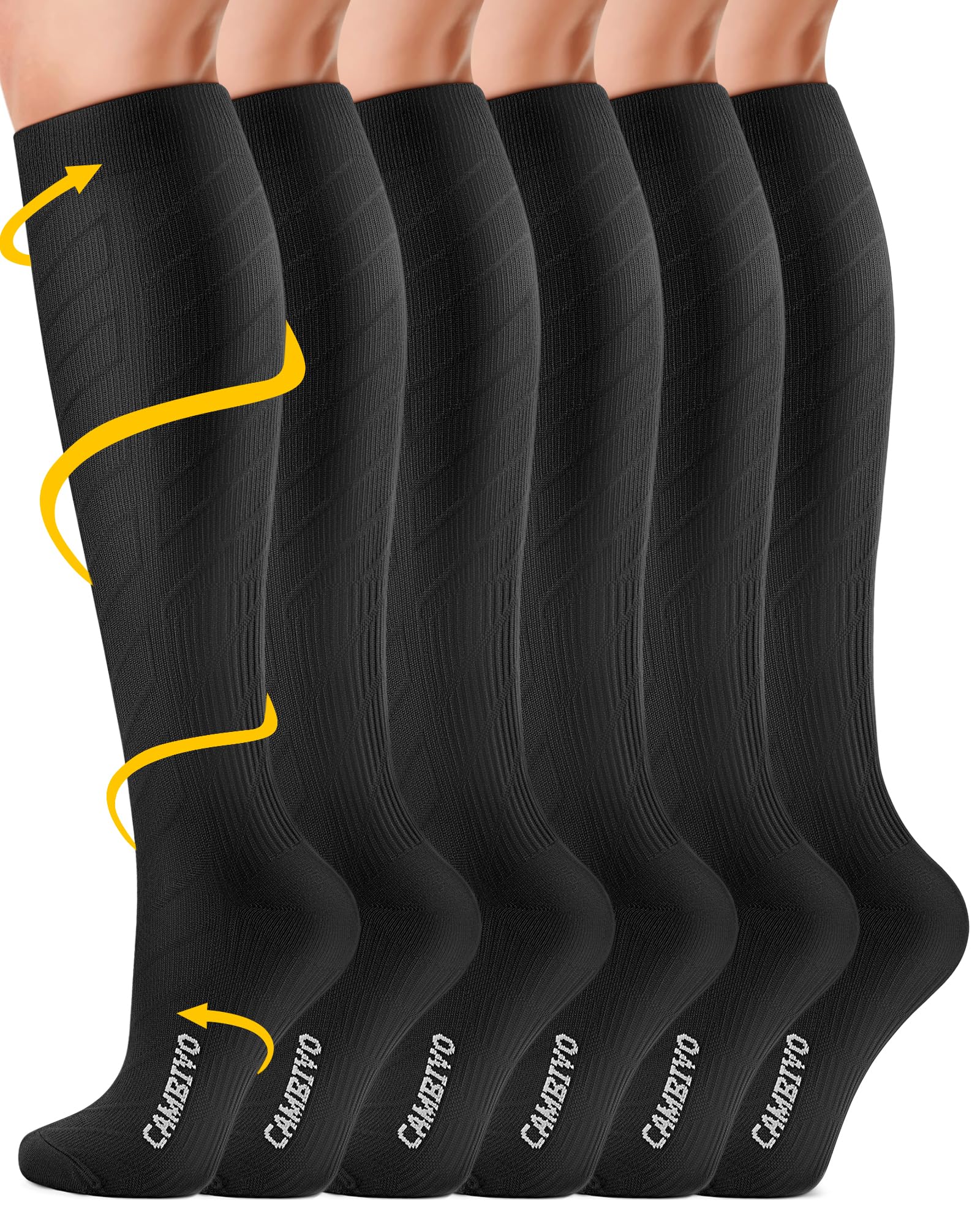 CAMBIVO Bas de Contention Femme Homme 3Paires, Chaussettes de Compression 20-30mmHg, Chaussette Contention Classe 2, pour Circulation Sanguine, Course a Pied, Voyage Avion, Sport, Running, Infirmiere