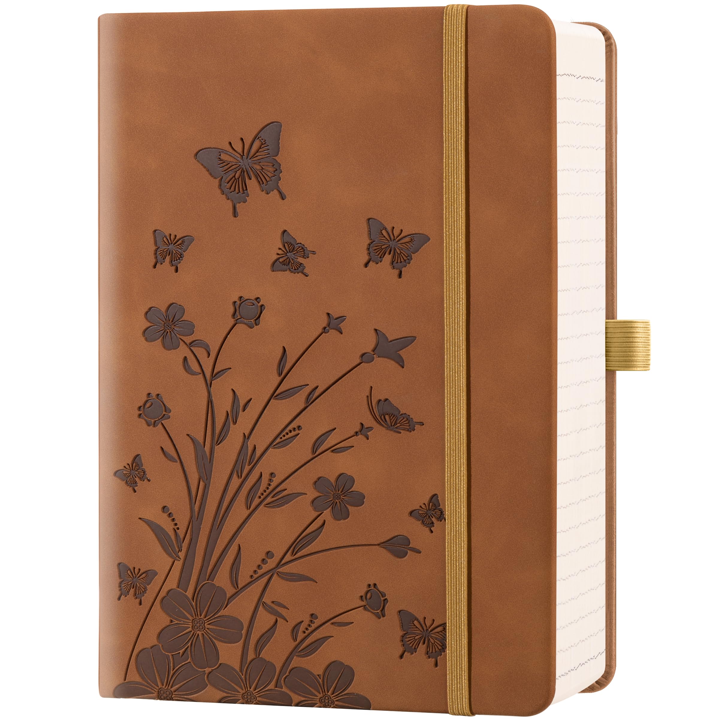 HwxBen Cahier Ligné – 365 pages, carnet en simili cuir pour femmes, format B5 college, papier 100 g/m², idéal pour le travail, les notes, le bureau, l’école et la maison – Marron
