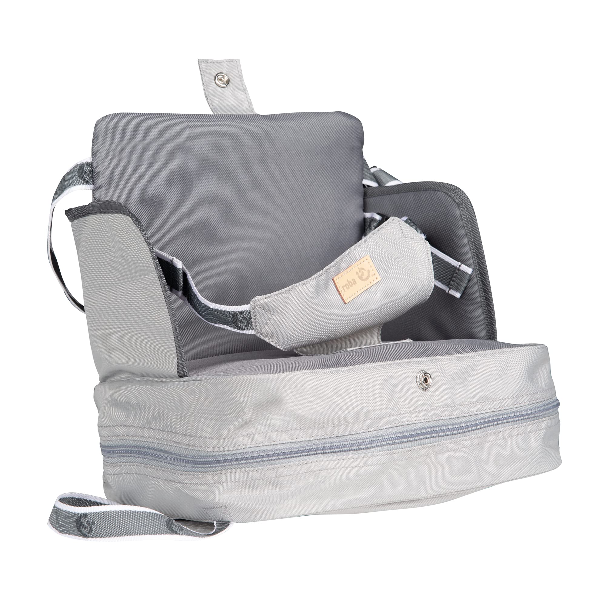 roba Réhausseur de Chaise Gris pour Bébé Little Star - de 6 Mois à 3 Ans - jusqu'à 15 kg - Coussin Gonflable pour Maison et Voyage - Convient à Toutes les Chaises avec Dossier