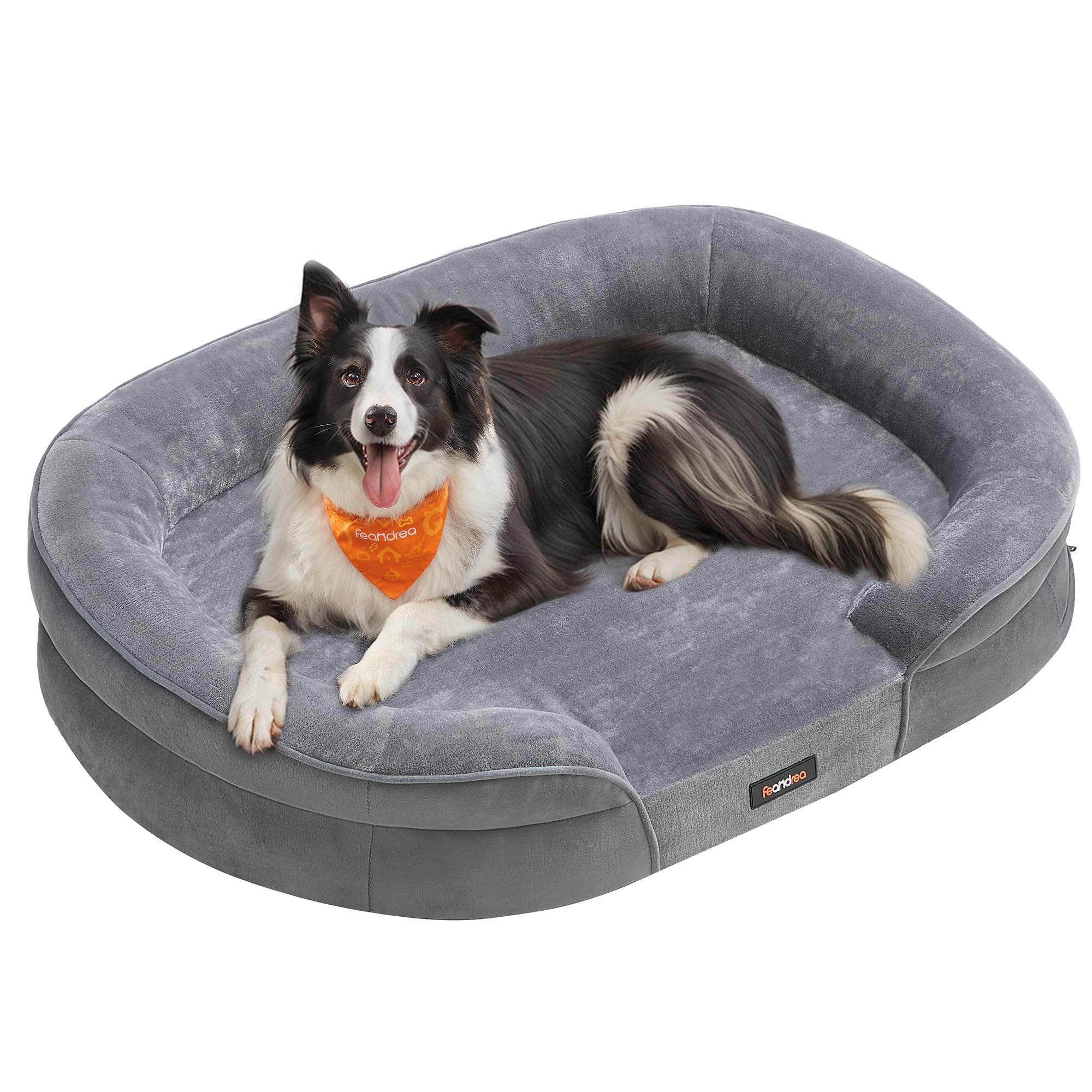 Feandrea Panier pour Chien, Orthopédique et Lavable, 91x68x18 cm | Mousse Alvéolée, Doublure Hydrofuge, Bords Surélevés, Housse Amovible et Lavable, Antidérapant, Collection BLOMFY PGW282G01