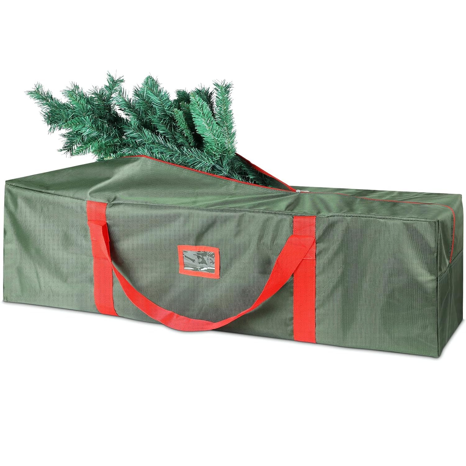 OUSFOT Sac Rangement Sapin pour Sapin de Noël Artificiel 180 CM | Tissu Oxford 1680D, Imperméable, Anti-Poussière, avec Fermeture Éclair, Poignée, Adapté Rangement de Décorations de Noël