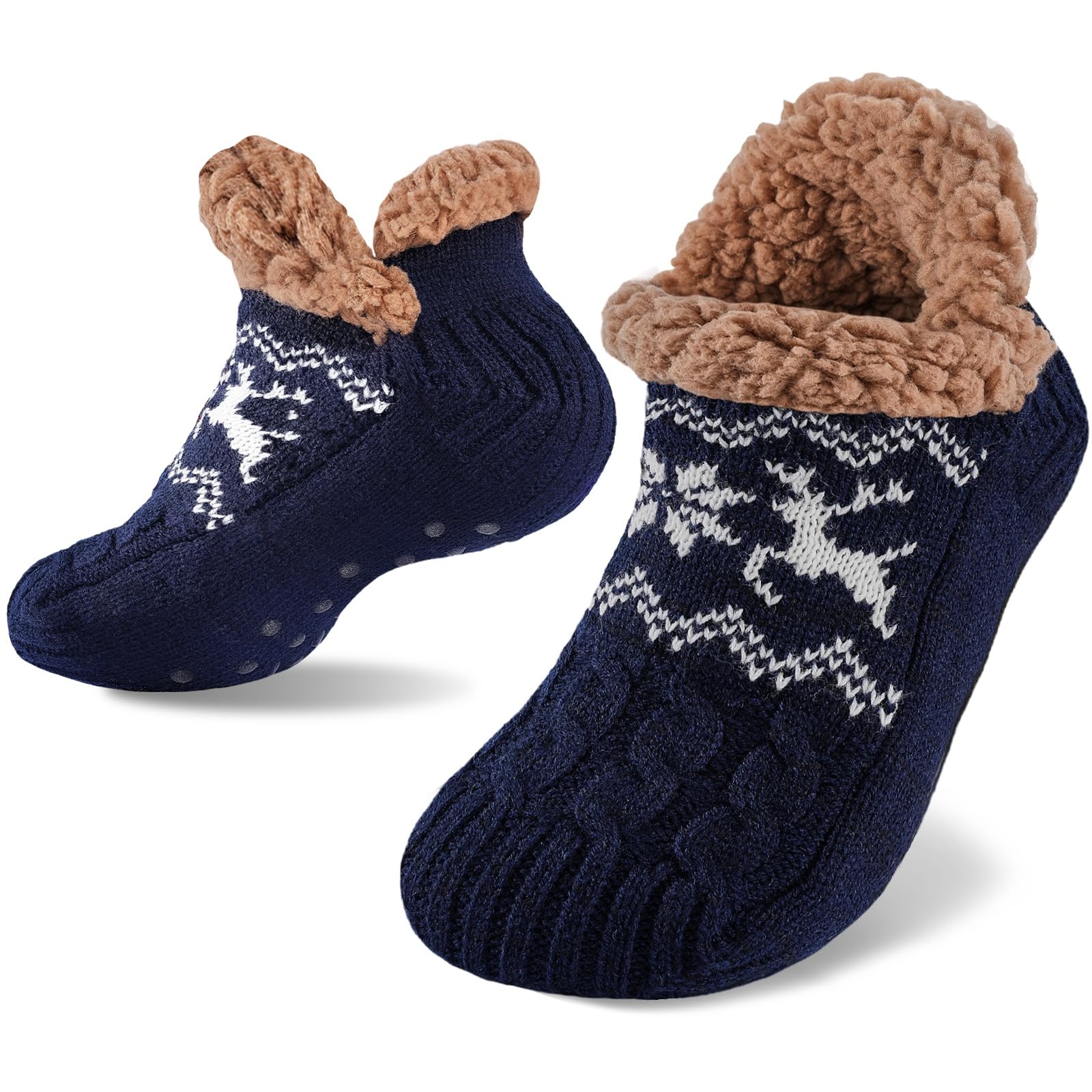Niorasen Chaussettes Chaussons Homme 38-45, Chaudes Antidérapantes Hiver | Chaussettes chaussons chaudes, Antidérapantes avec grips, Douces et confortables, Pour maison et lit, Idéales en hiver