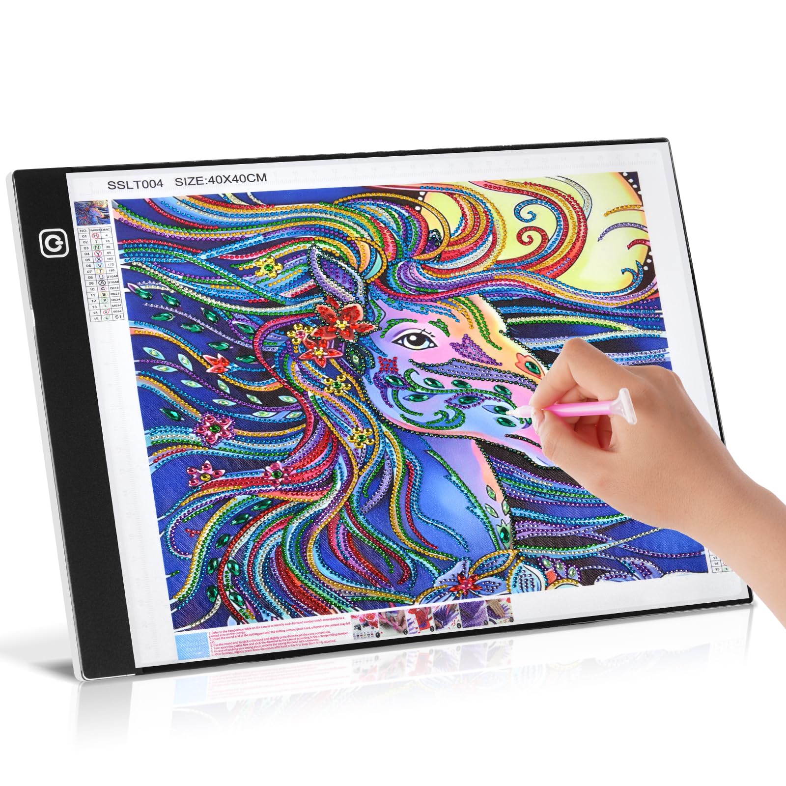 AUAUY Bloc Lumineux A5 pour Broderie Diamant, Variateur D'intensité Tactile | luminosité en continu à intensité variable, Tablette Lumineuse, Diamond Painting Accessoires pour Dessin, Animation