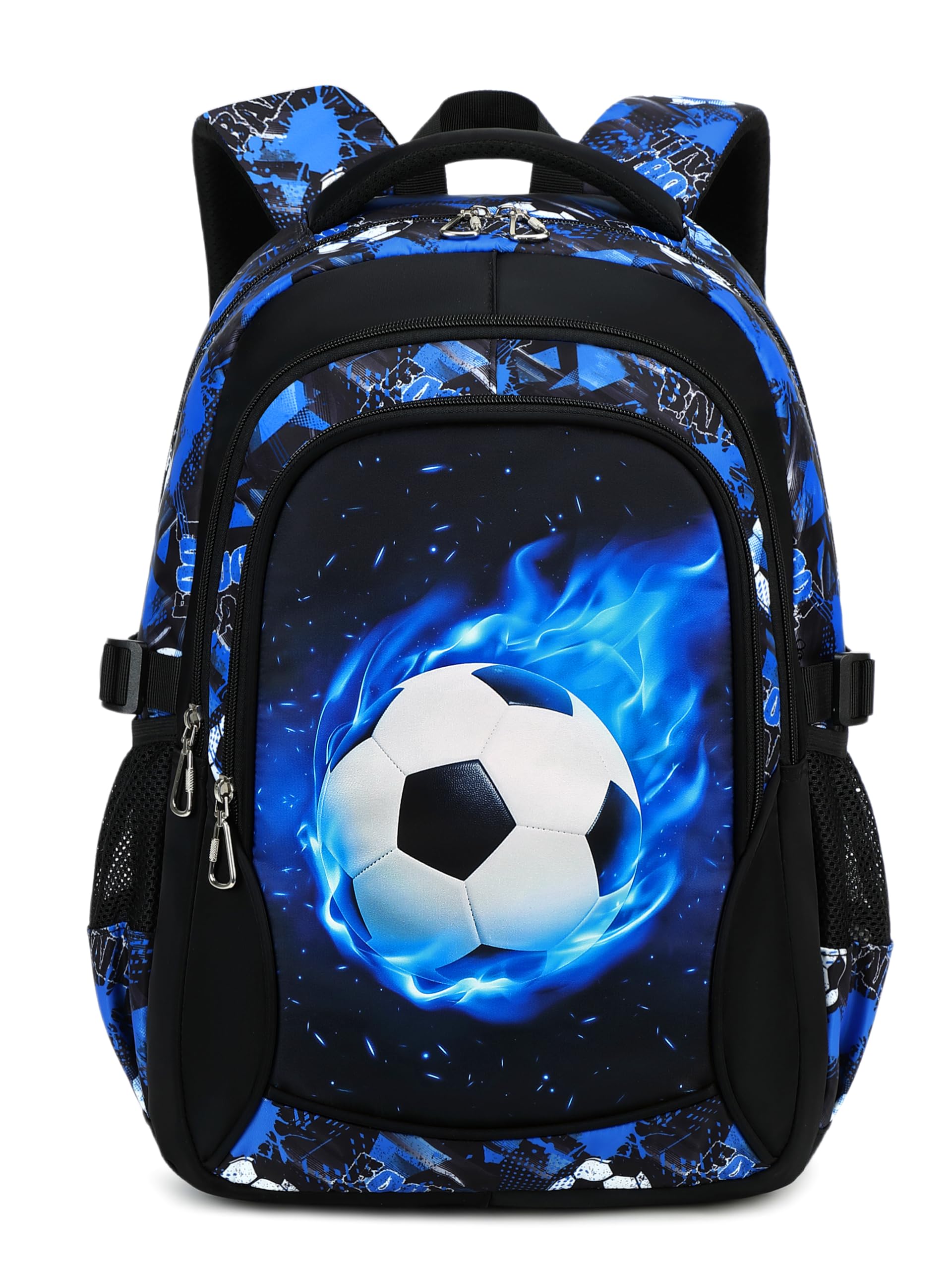 Ntswasd Sac à Dos Scolaire Garcon CP CE1 CE2 – Cartable Primaire Léger 45 cm – Grand Volume pour Cahiers et Laptop – Pour Enfant dès 6 Ans(football)