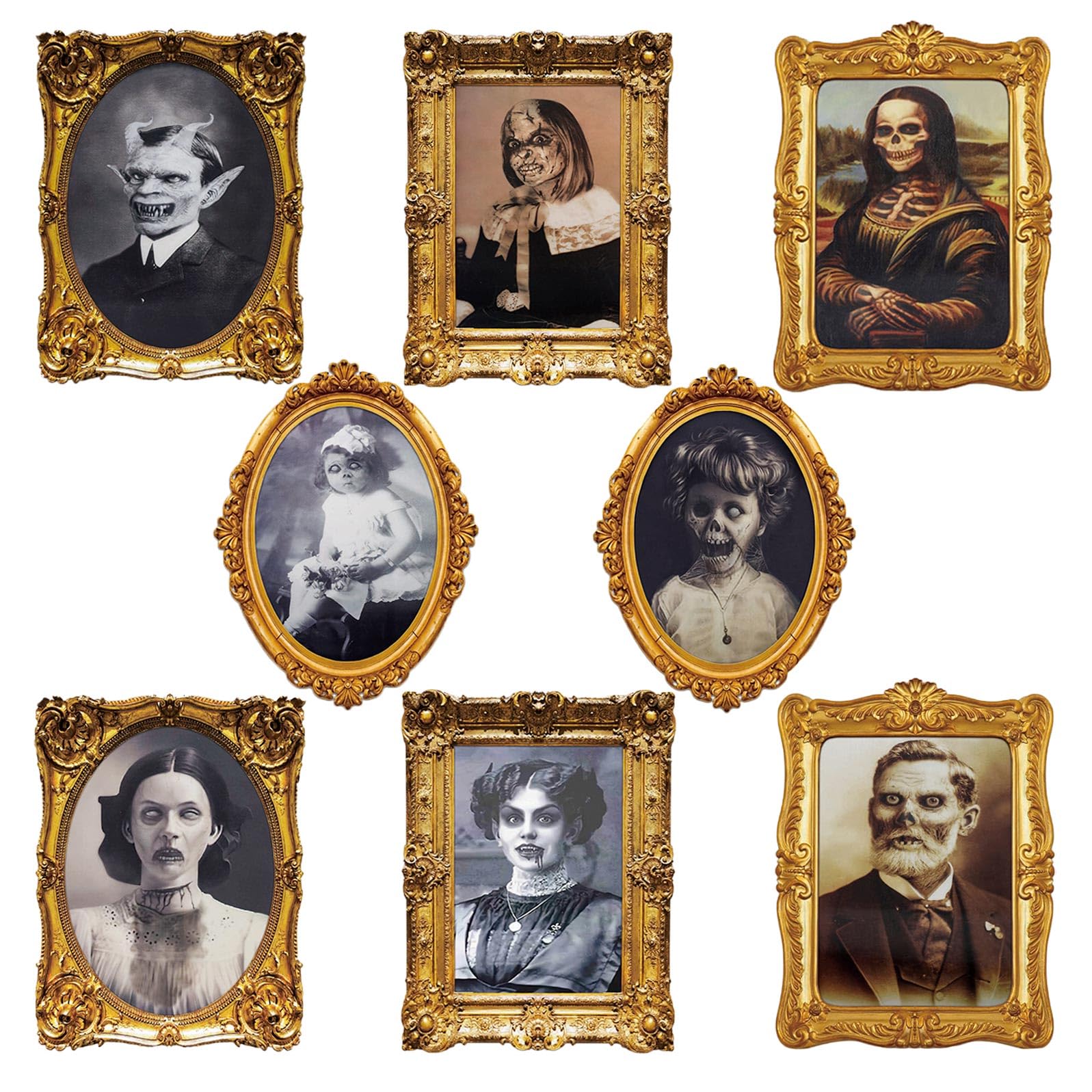 ECGER Decoration Halloween, Décoration Murale D'intérieur, Visage Changeant | Portraits Qui Changent Selon L'angle De Vue, Photo En Mouvement, Château Hanté, Pour La Maison, Fête D'horreur, Env. 33x25 Cm
