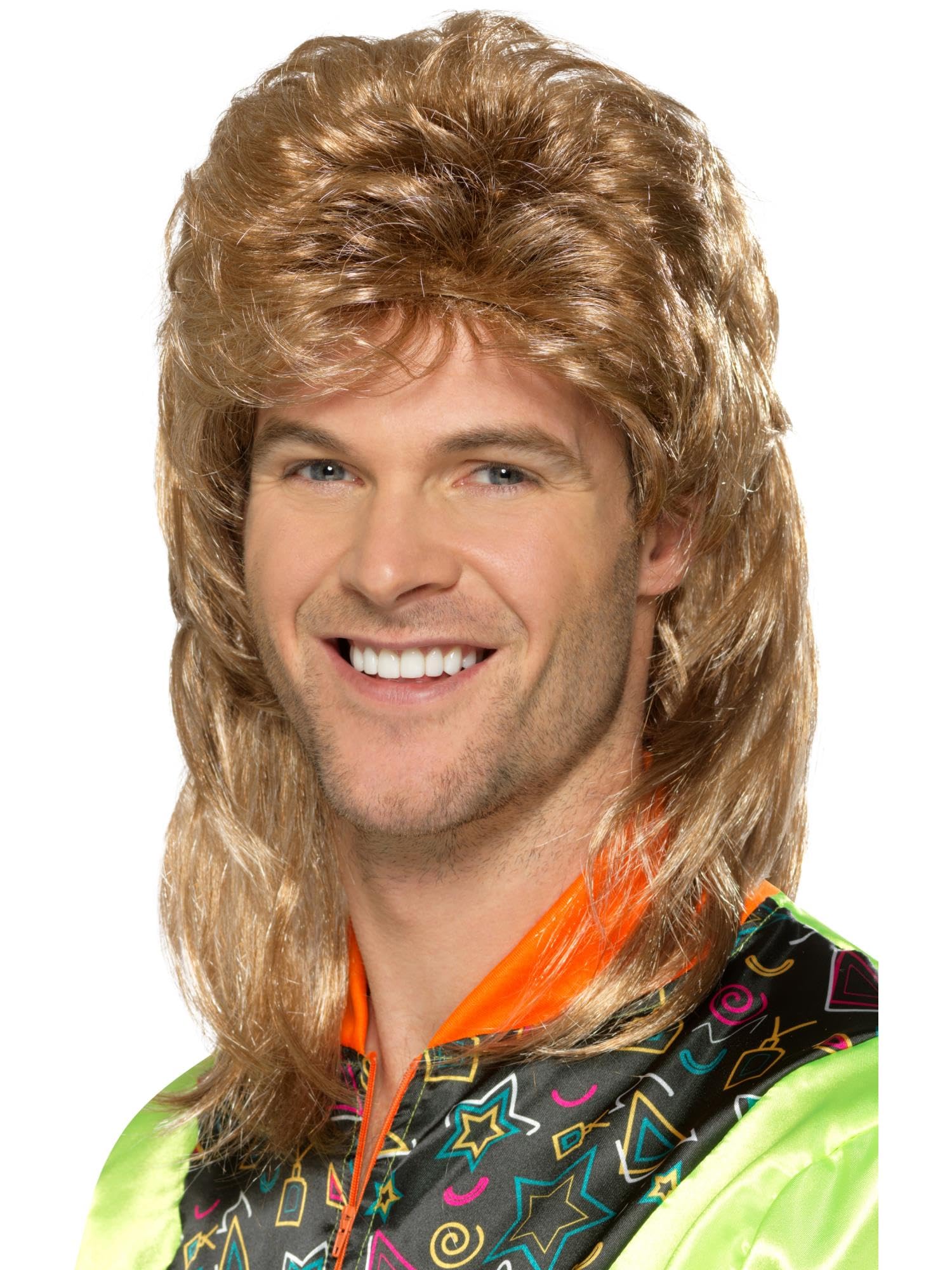 Smiffys Perruque nuque longue, brune, avec balayage blond Halloween