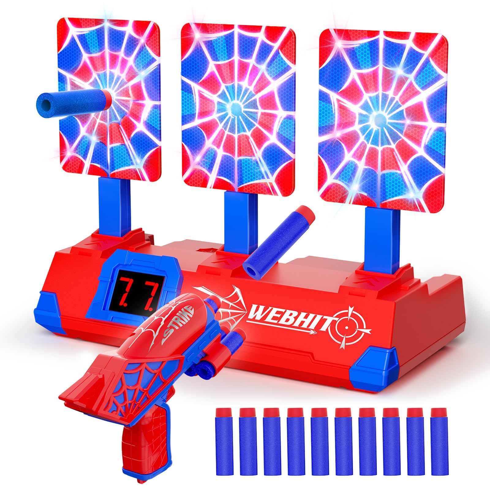 Pistolet Enfant avec Automatiques Lumineux Cible Tir Electronique, Jouet Enfant 3-12 Ans Jeux Exterieur Enfant 3 4 5 6 7 8 9 10 11 Ans Cadeau Garçon 4-11 Ans Cadeaux de Pâques Anniversaire