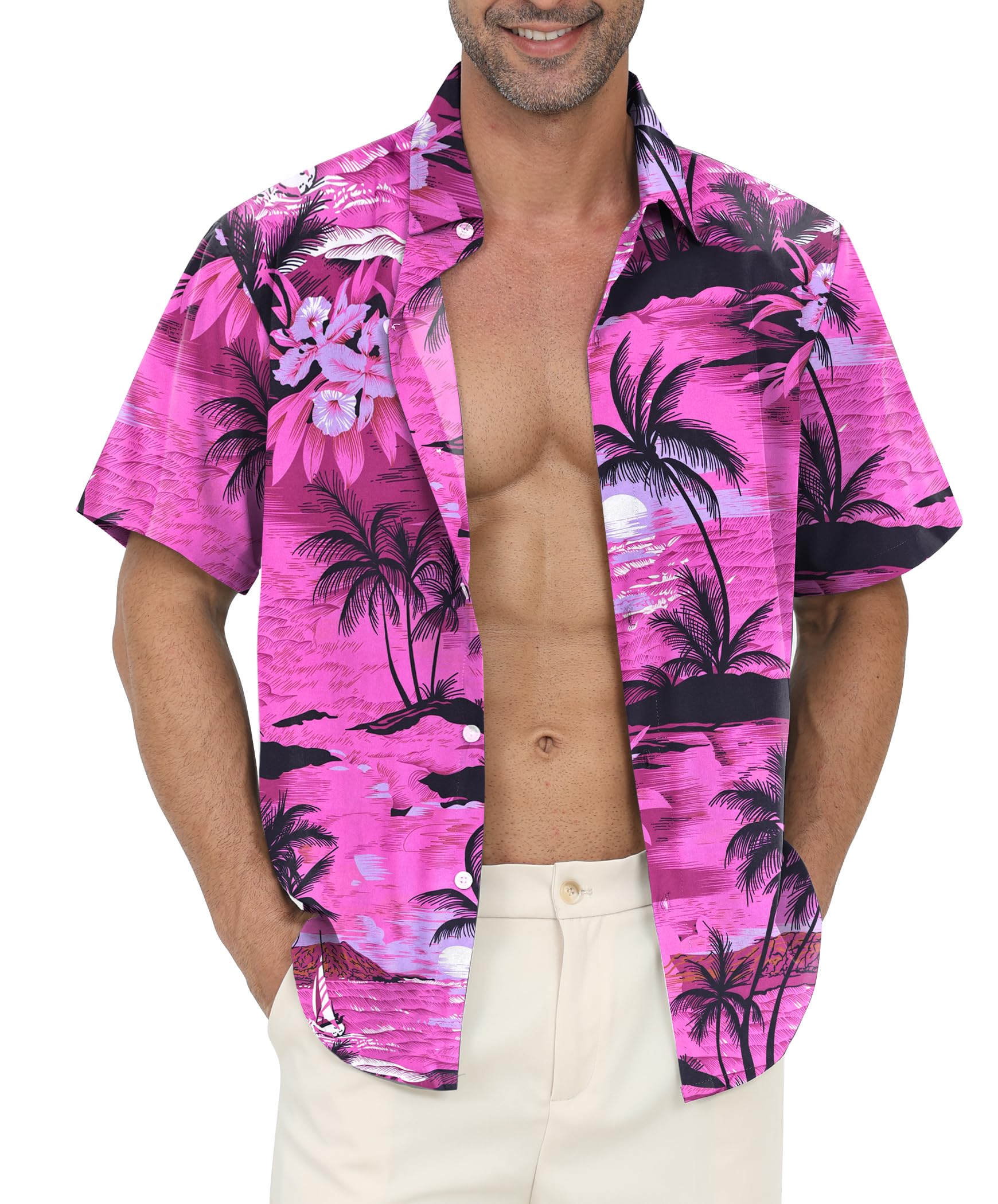 Gavliuu Chemise Hawaiienne Homme Imprimé Tropical Plage Décontracté | Anti-froissable, léger et à séchage rapide, parfait pour vacances, voyage et usage quotidien