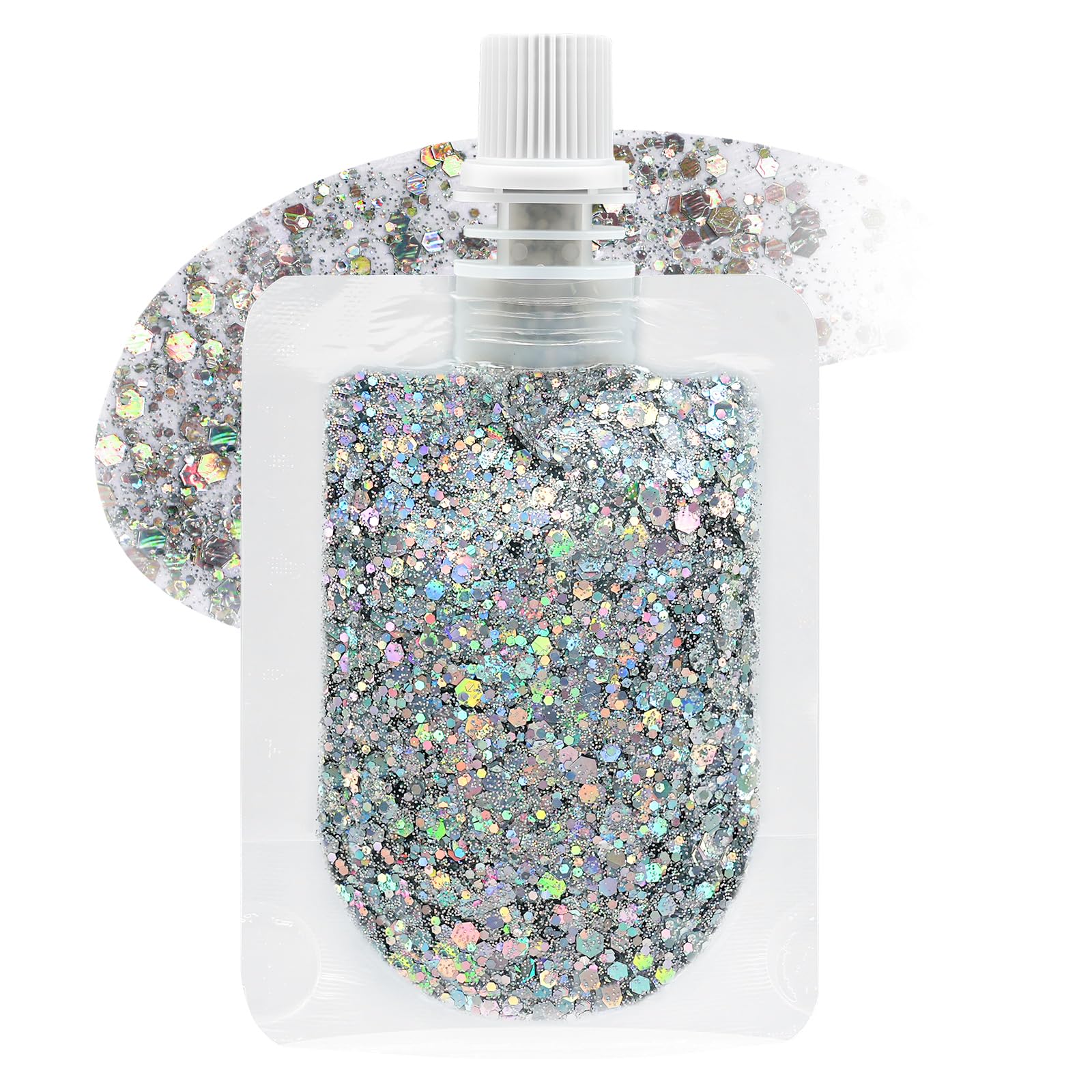 AOOWU Body Glitter Gel, Holographic Chunky Hair Glitter, Paillettes Liquide | Paillettes Chunky Holographique Laser Poudre Festival Glitter pour Cosmétique Visage Lèvres Ongles Fête Maquillage Décoration