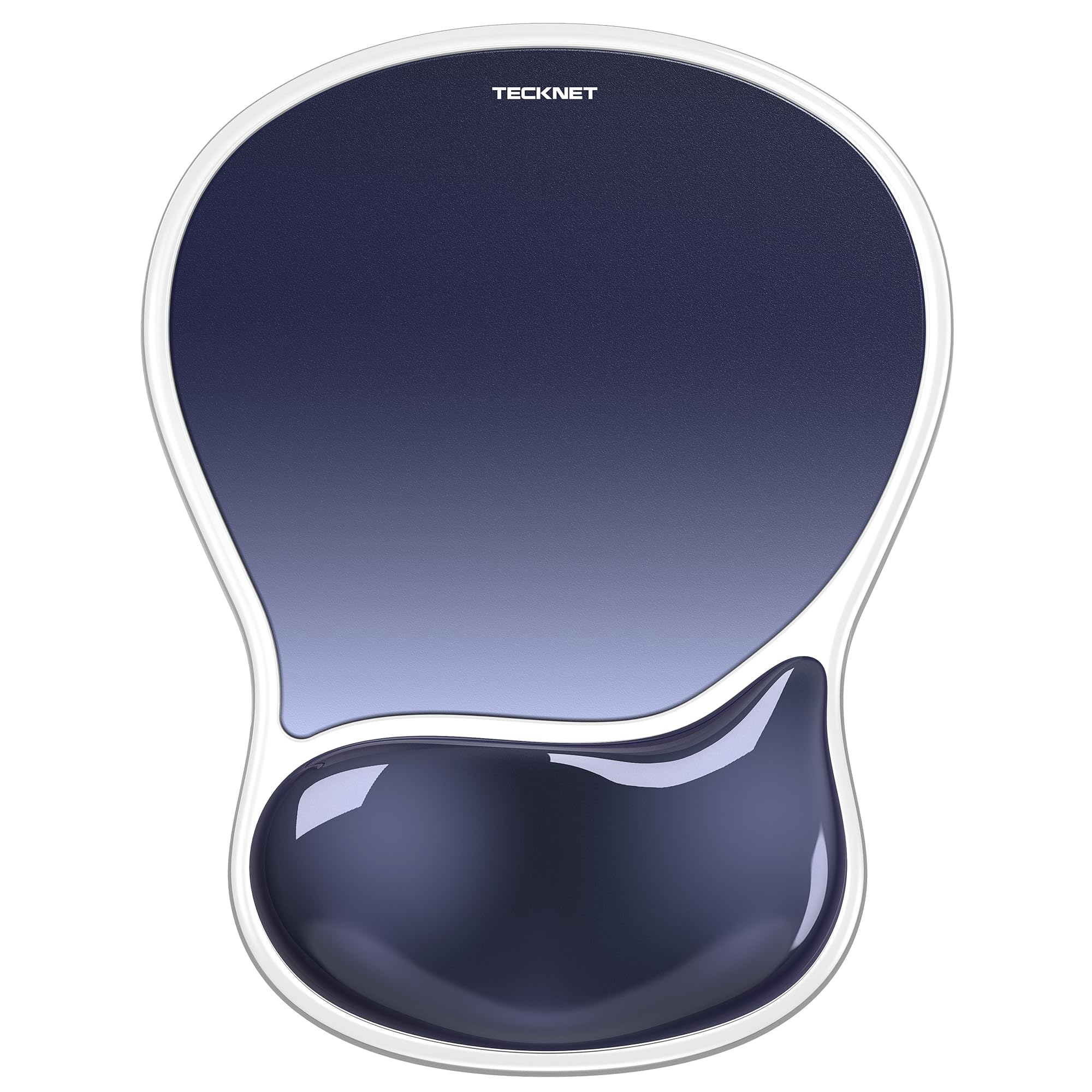 TECKNET Tapis de Souris Ergonomique, Repose-Poignet Gel Forme Goutte, Bleu | Surface PVC, Base PU, Imperméable, Anti-Dérapant, Design Ergonomique, pour Bureau, Étude, Jeu