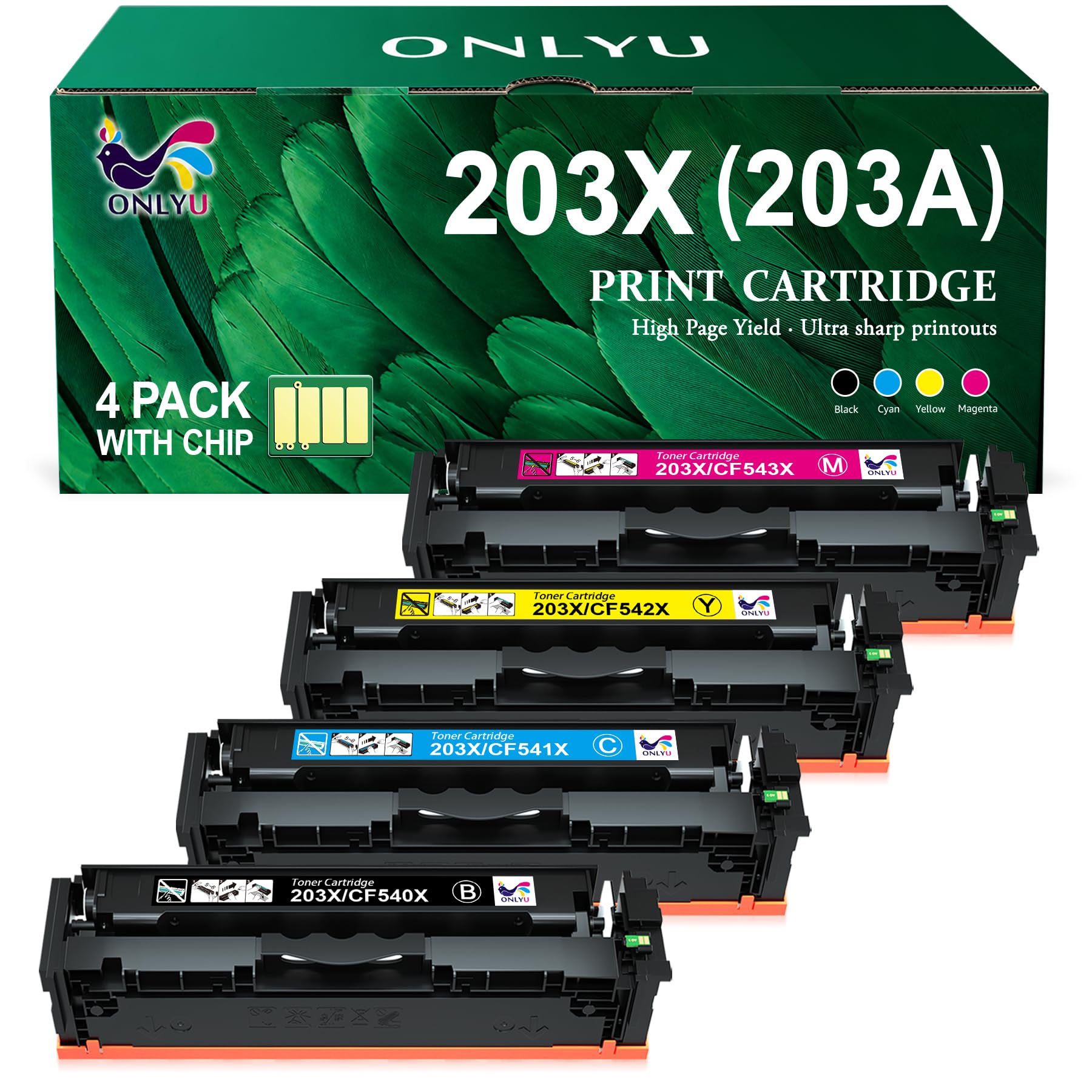 203X 203A M281fdw Toner Compatible pour Cartouche HP 203X 203A CF540X | 4-Pack pour Cartouche HP MFP M281fdw pour Toner HP Color LaserJet Pro MFP M281fdw M254nw M254dw M281fdn M280nw M254dn M281cdw