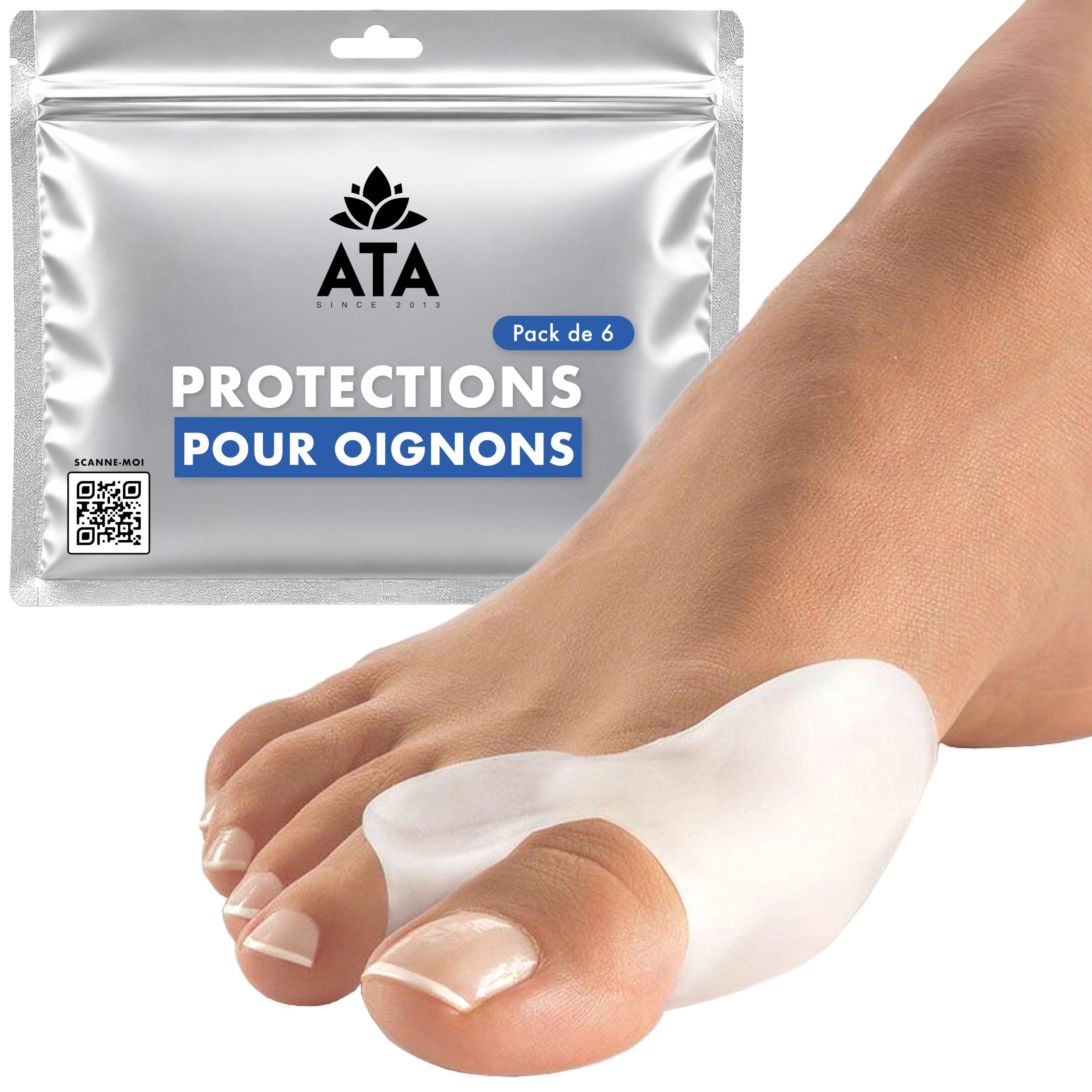 Écarteur d'Orteil en Gel Silicone Hallux Valgus, 6 Protecteurs | Gel silicone souple, sans BPA, lavable, réutilisable, taille unique, pour les deux pieds